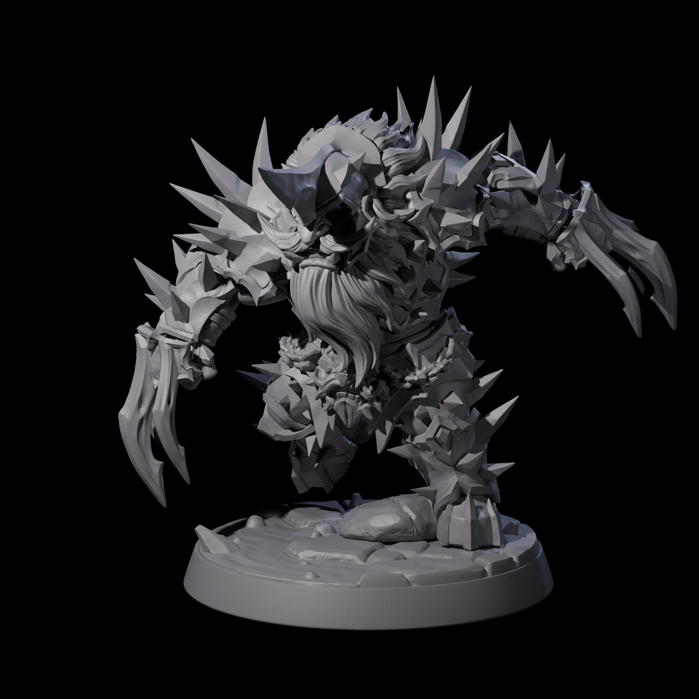 Spikey Deepcrust Dwarf Berserker Miniature for Dungeons and Dragons, Pathfinder or other TTRPGs