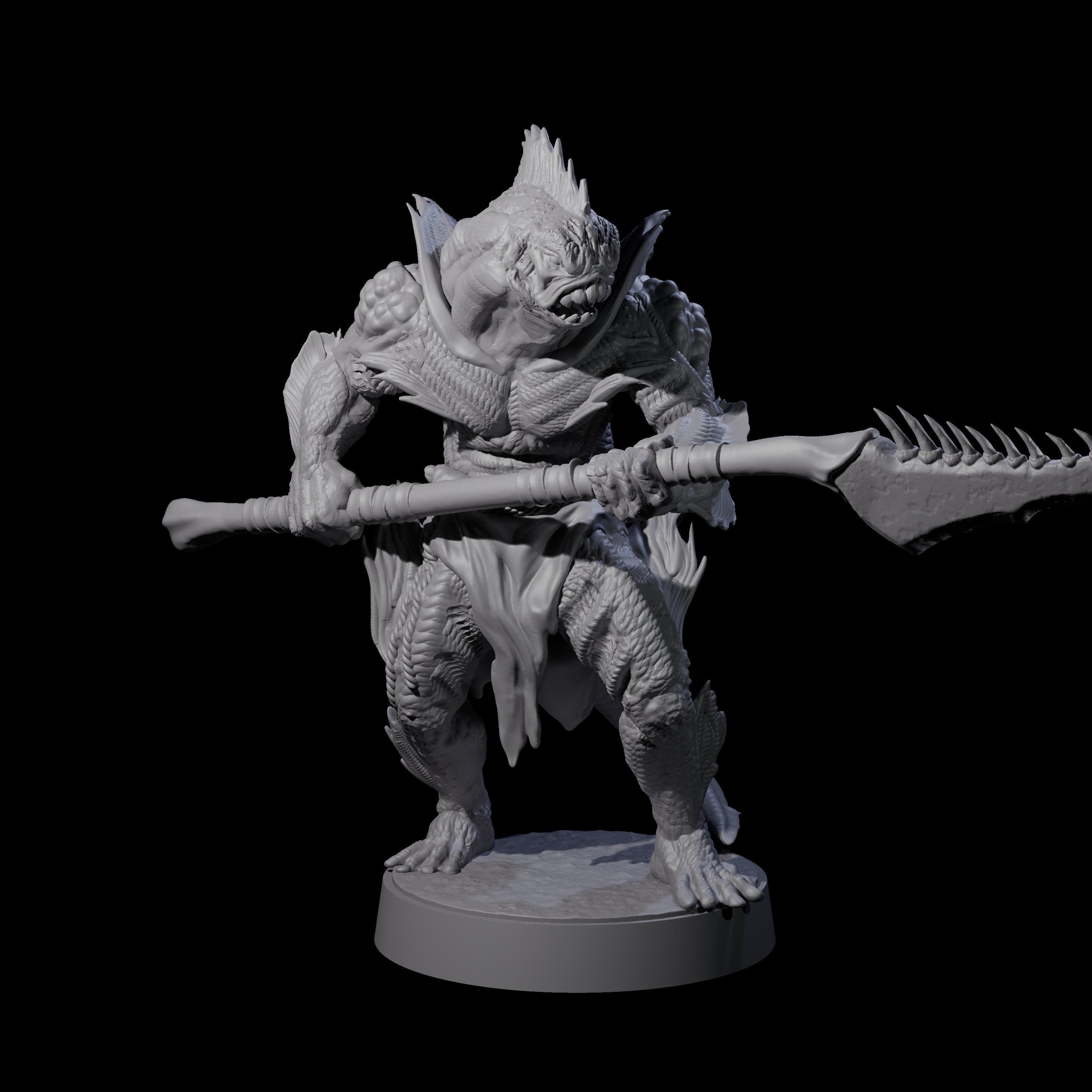 Spikey Sahuagin Attacker A Miniature for Dungeons and Dragons, Pathfinder or other TTRPGs