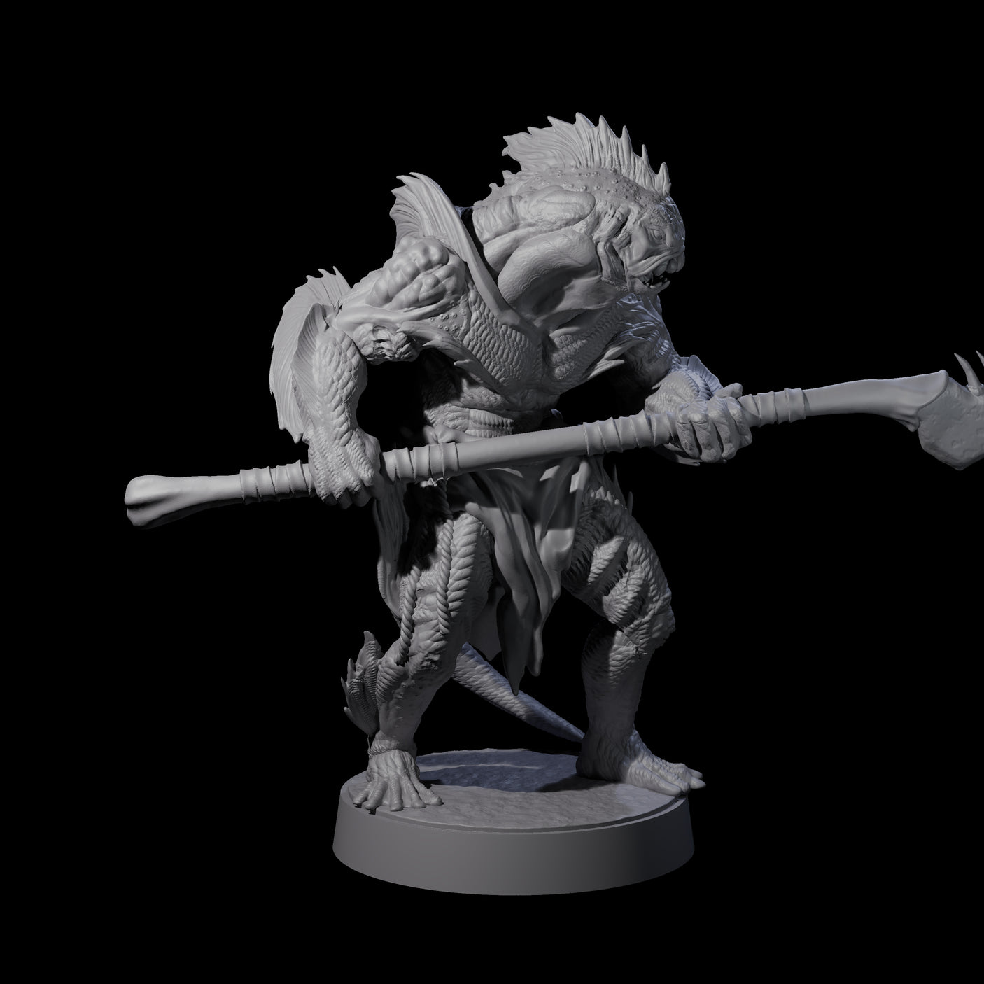 Spikey Sahuagin Attacker A Miniature for Dungeons and Dragons, Pathfinder or other TTRPGs