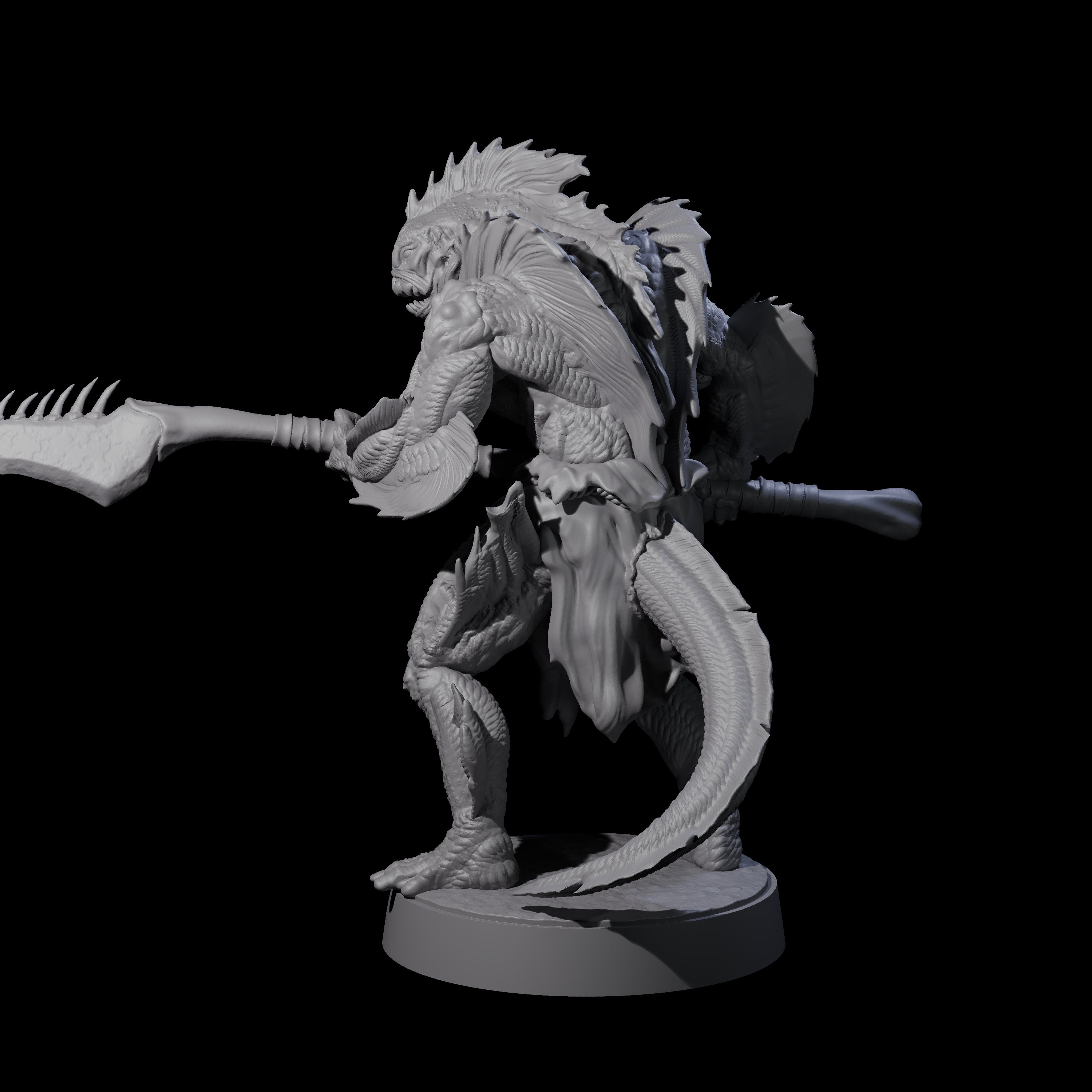 Spikey Sahuagin Attacker A Miniature for Dungeons and Dragons, Pathfinder or other TTRPGs