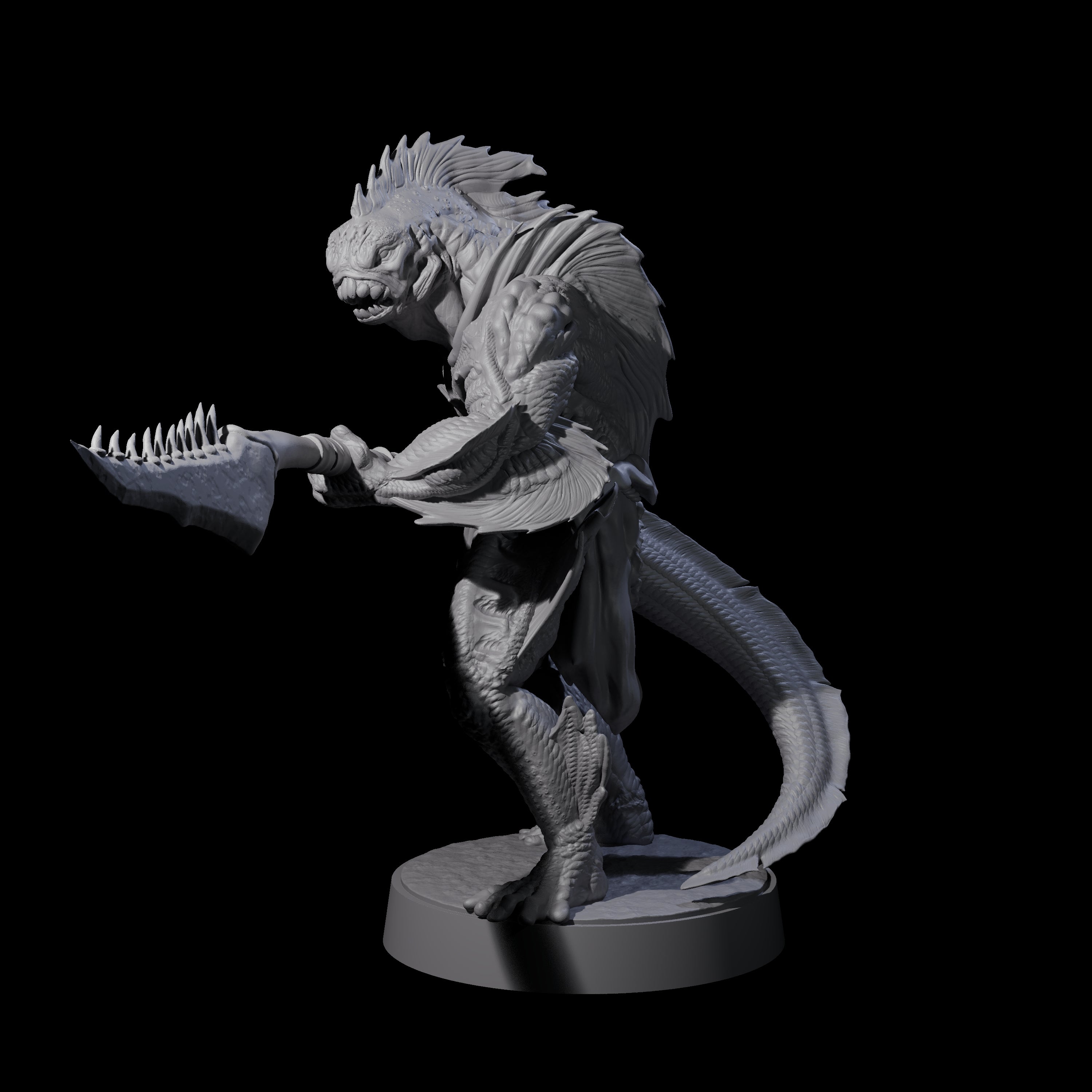 Spikey Sahuagin Attacker A Miniature for Dungeons and Dragons, Pathfinder or other TTRPGs