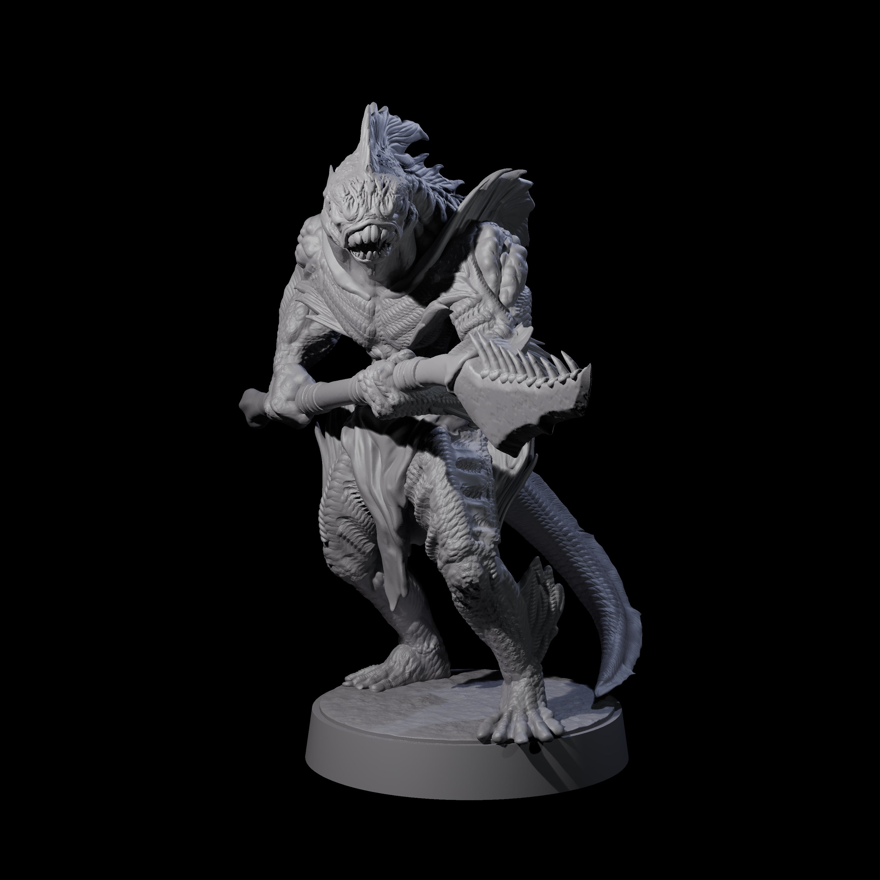 Spikey Sahuagin Attacker A Miniature for Dungeons and Dragons, Pathfinder or other TTRPGs
