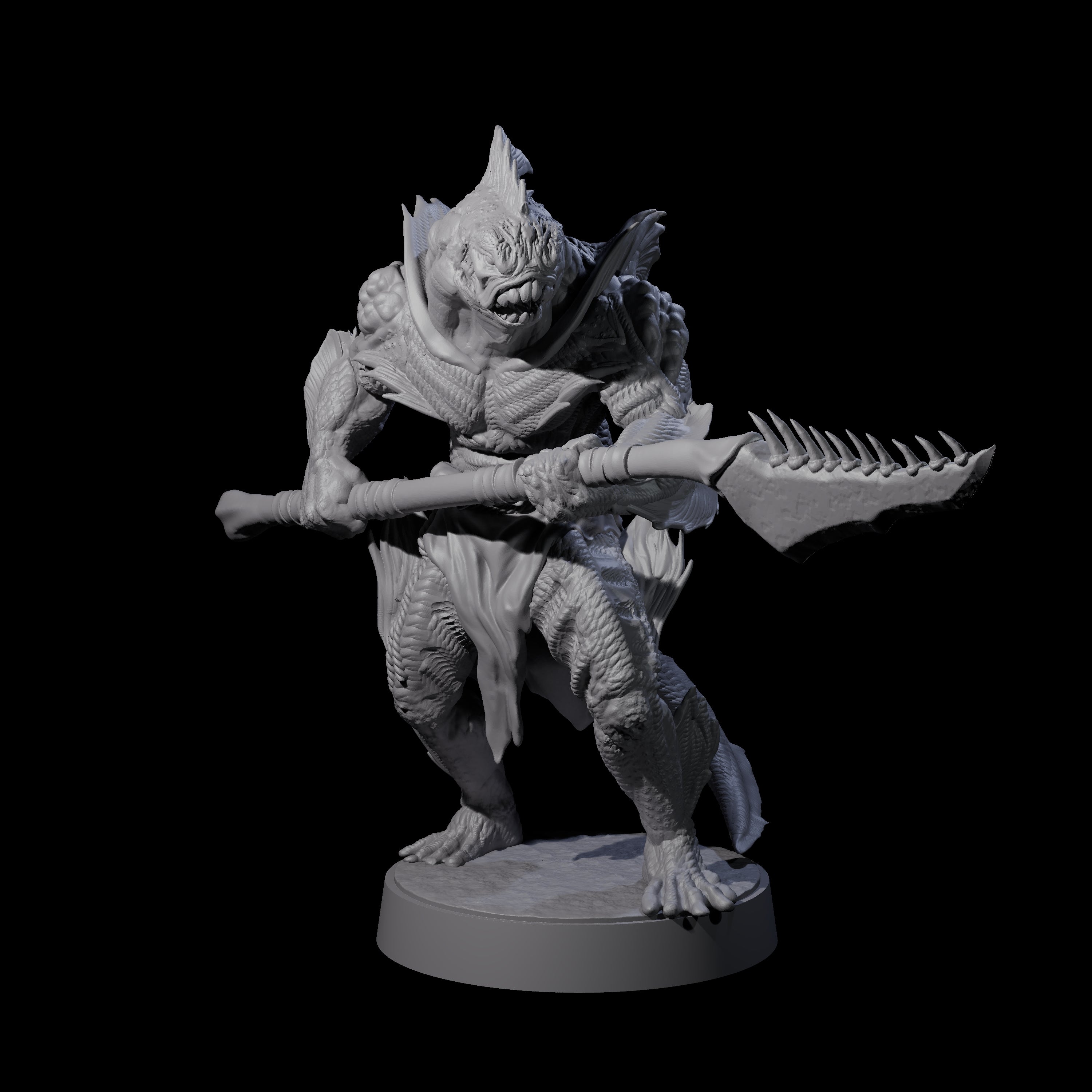 Spikey Sahuagin Attacker A Miniature for Dungeons and Dragons, Pathfinder or other TTRPGs