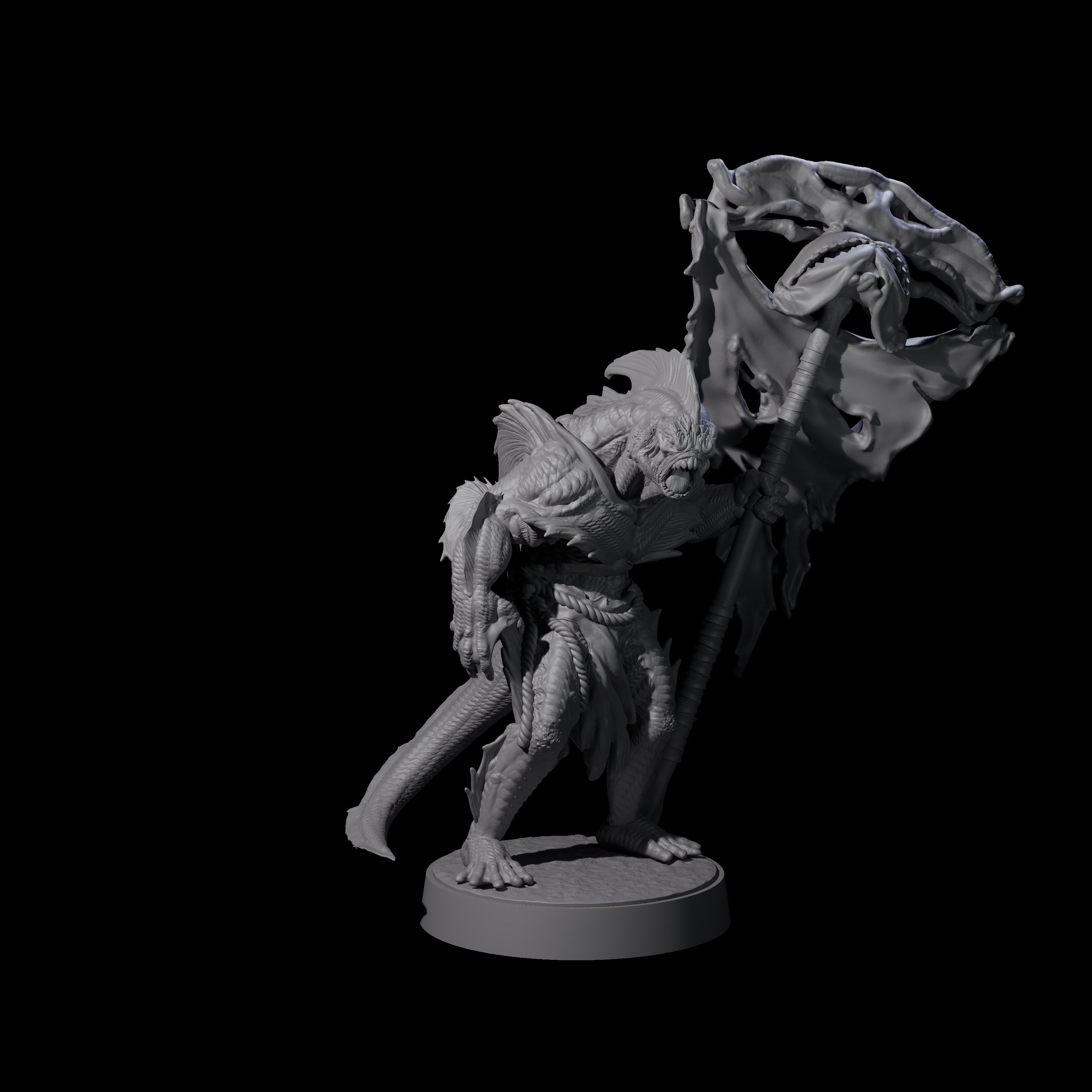 Spikey Sahuagin Attacker D Miniature for Dungeons and Dragons, Pathfinder or other TTRPGs
