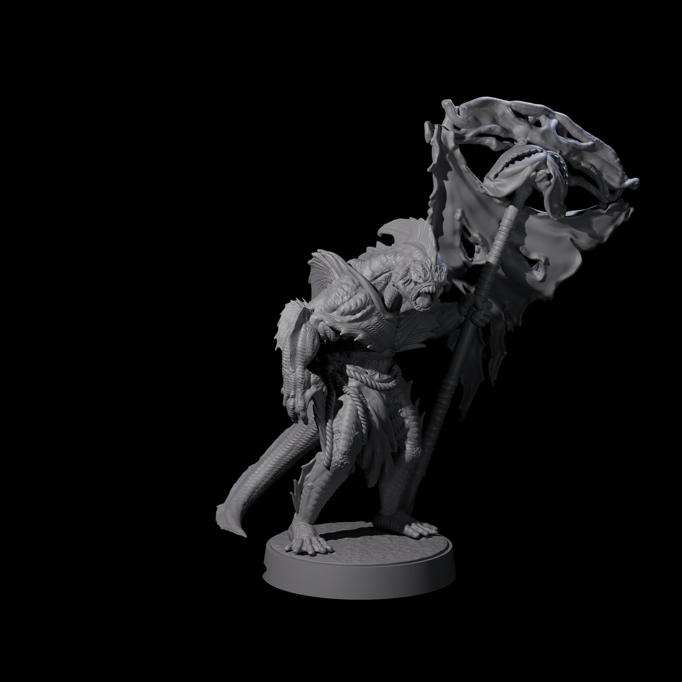 Spikey Sahuagin Attacker D Miniature for Dungeons and Dragons, Pathfinder or other TTRPGs