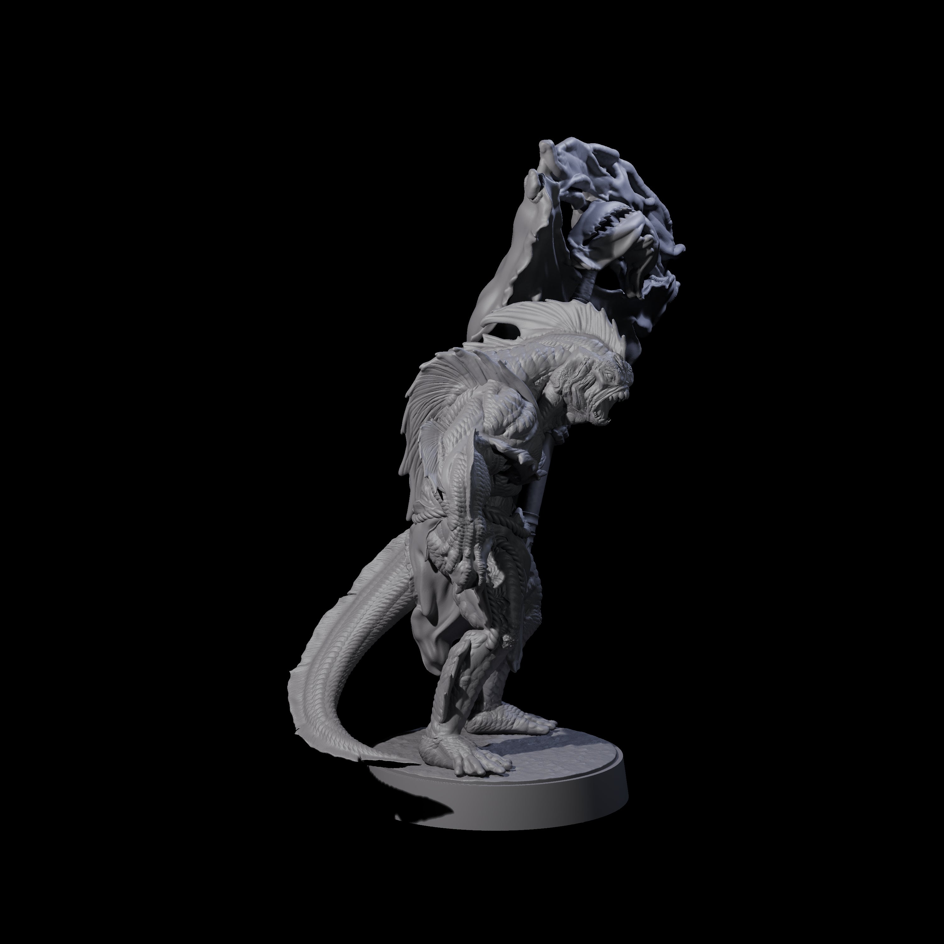 Spikey Sahuagin Attacker D Miniature for Dungeons and Dragons, Pathfinder or other TTRPGs