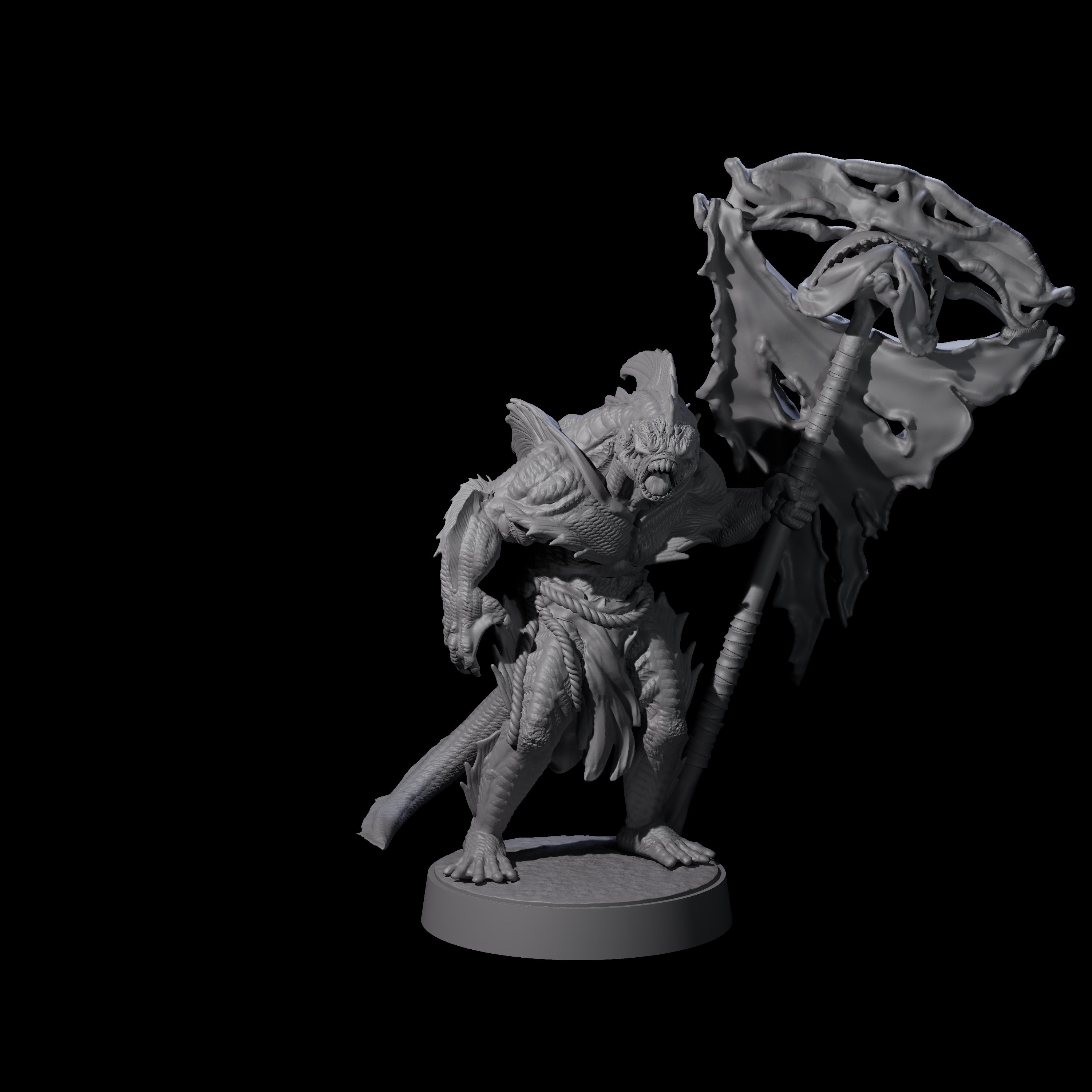 Spikey Sahuagin Attacker D Miniature for Dungeons and Dragons, Pathfinder or other TTRPGs