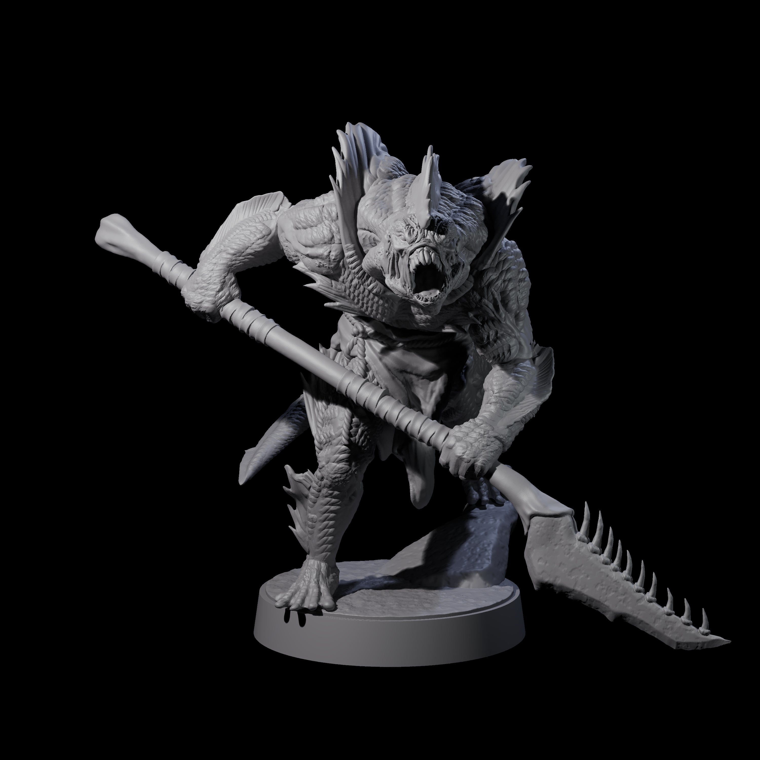 Spikey Sahuagin Attacker E Miniature for Dungeons and Dragons, Pathfinder or other TTRPGs