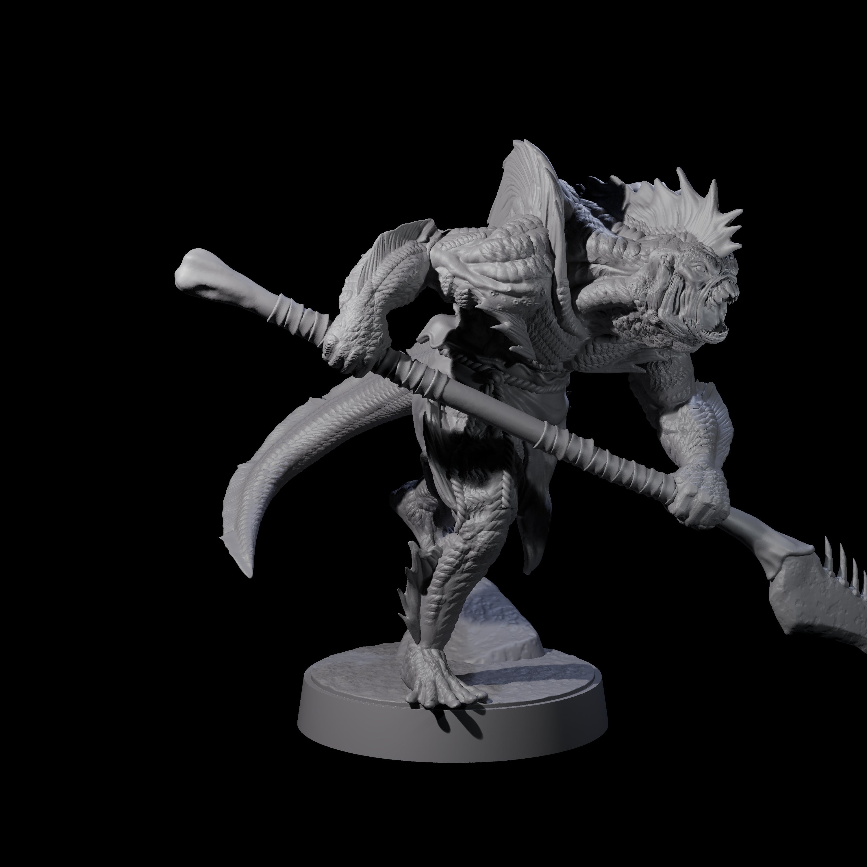 Spikey Sahuagin Attacker E Miniature for Dungeons and Dragons, Pathfinder or other TTRPGs