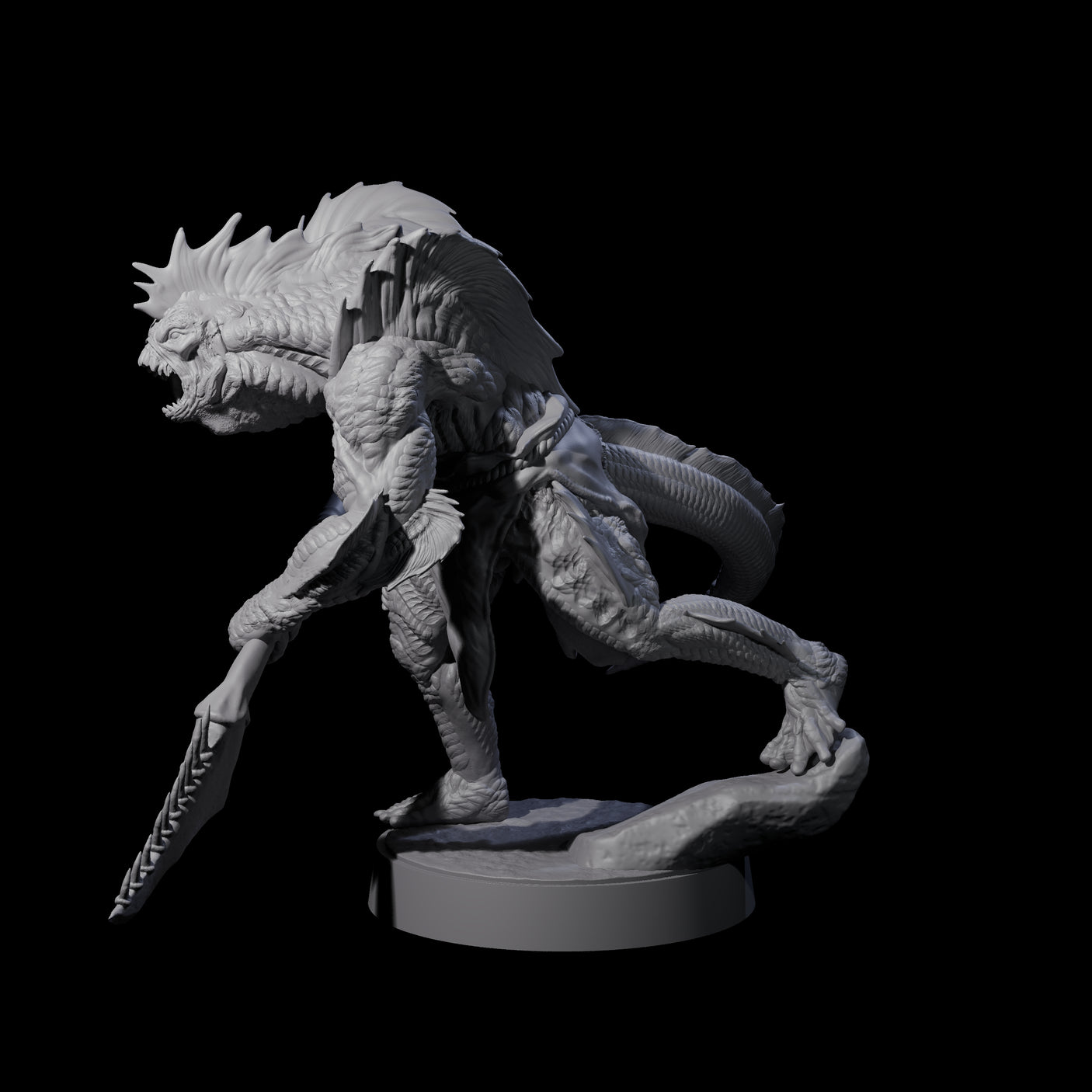 Spikey Sahuagin Attacker E Miniature for Dungeons and Dragons, Pathfinder or other TTRPGs
