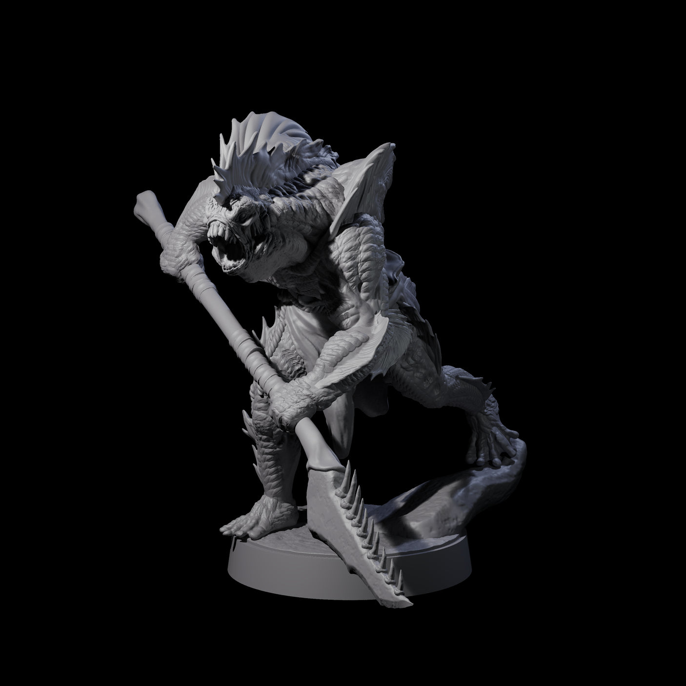Spikey Sahuagin Attacker E Miniature for Dungeons and Dragons, Pathfinder or other TTRPGs
