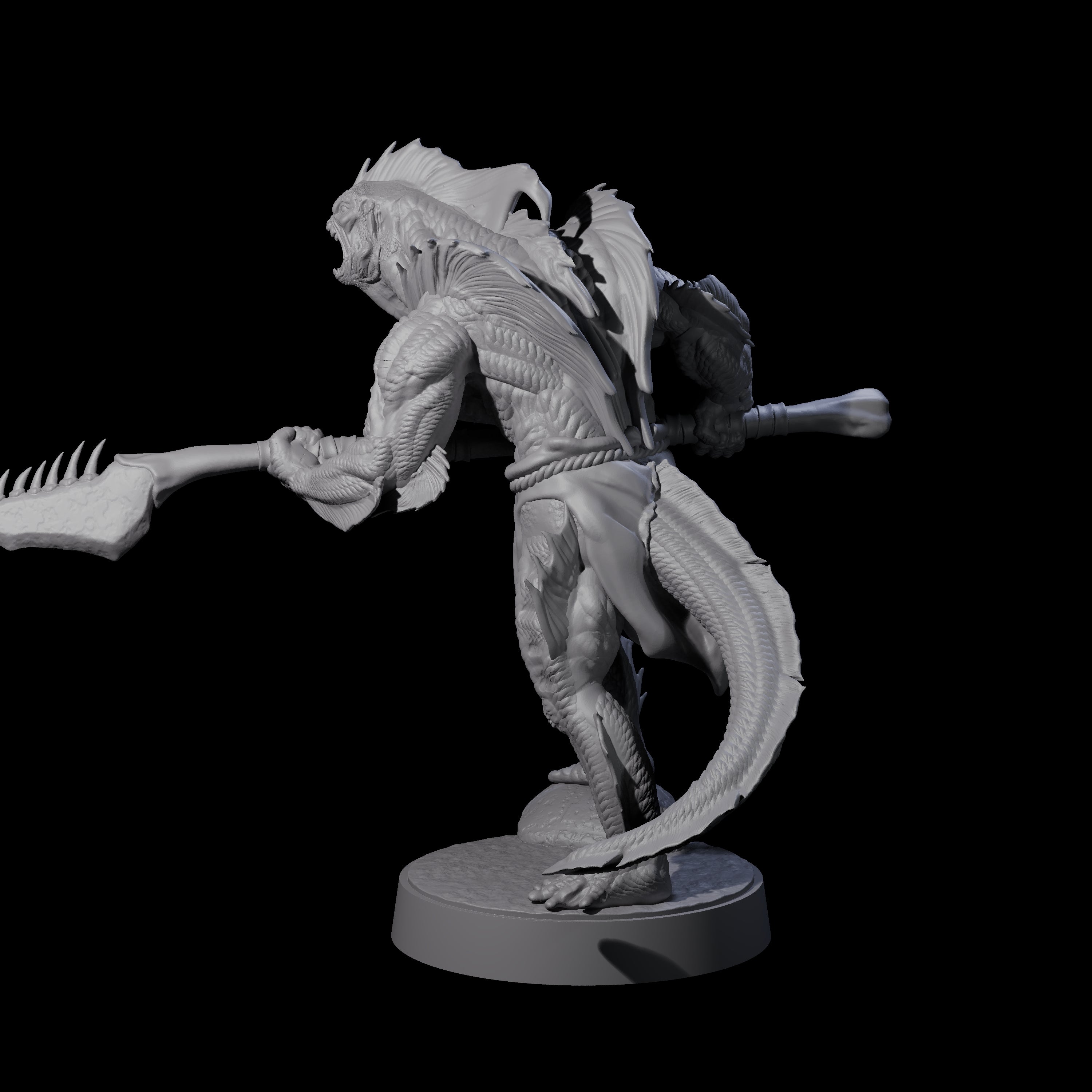 Spikey Sahuagin Attacker F Miniature for Dungeons and Dragons, Pathfinder or other TTRPGs
