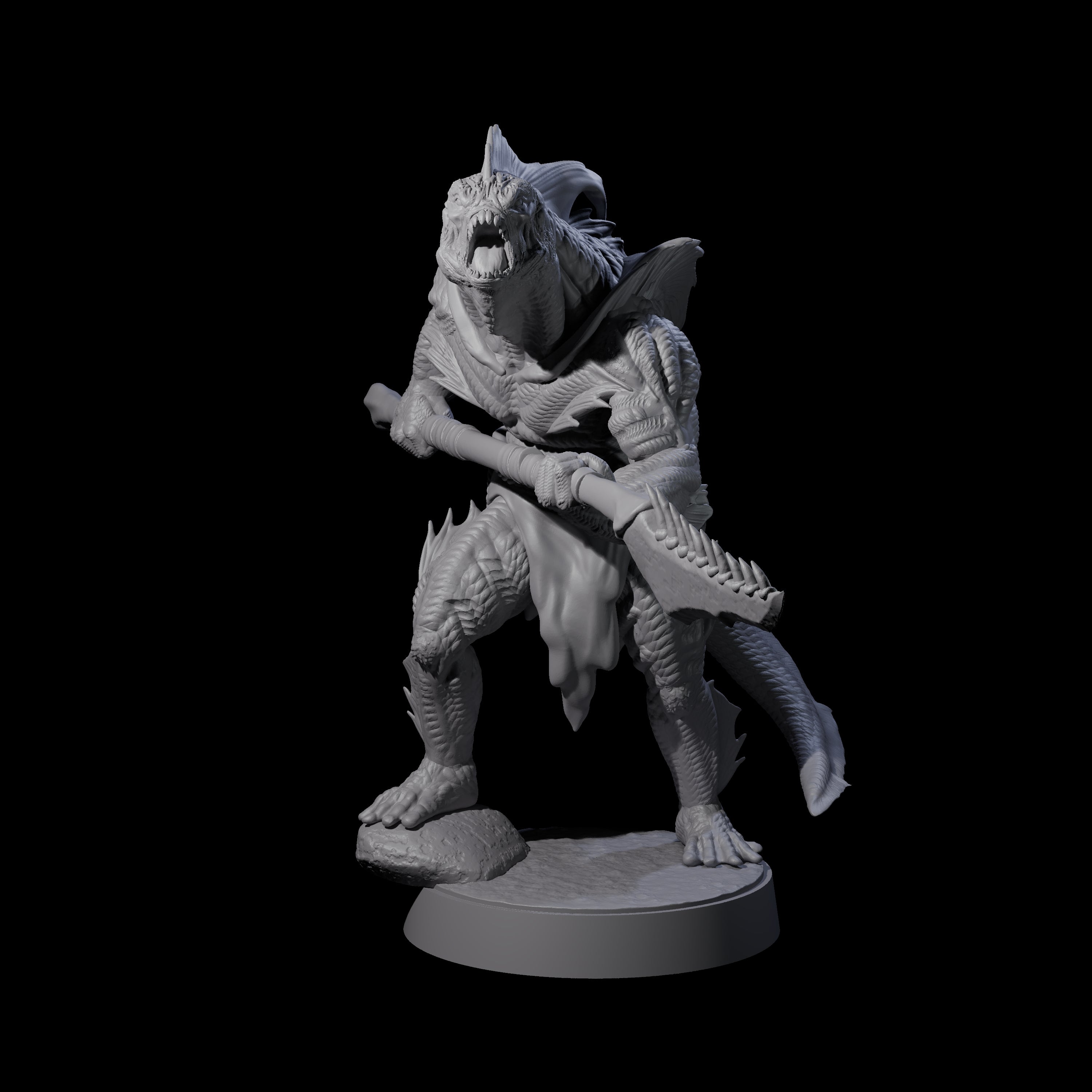 Spikey Sahuagin Attacker F Miniature for Dungeons and Dragons, Pathfinder or other TTRPGs