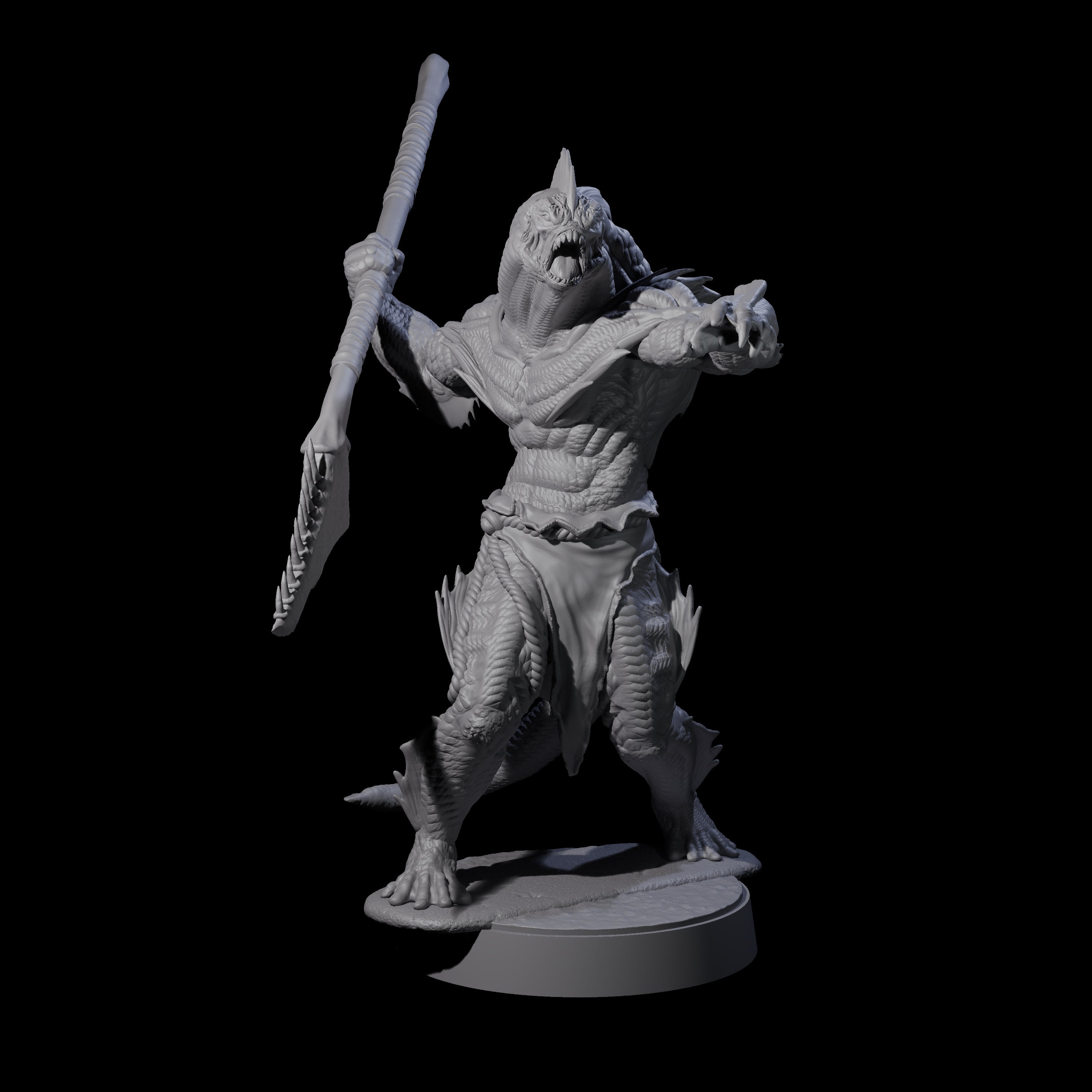 Spikey Sahuagin Attacker H Miniature for Dungeons and Dragons, Pathfinder or other TTRPGs