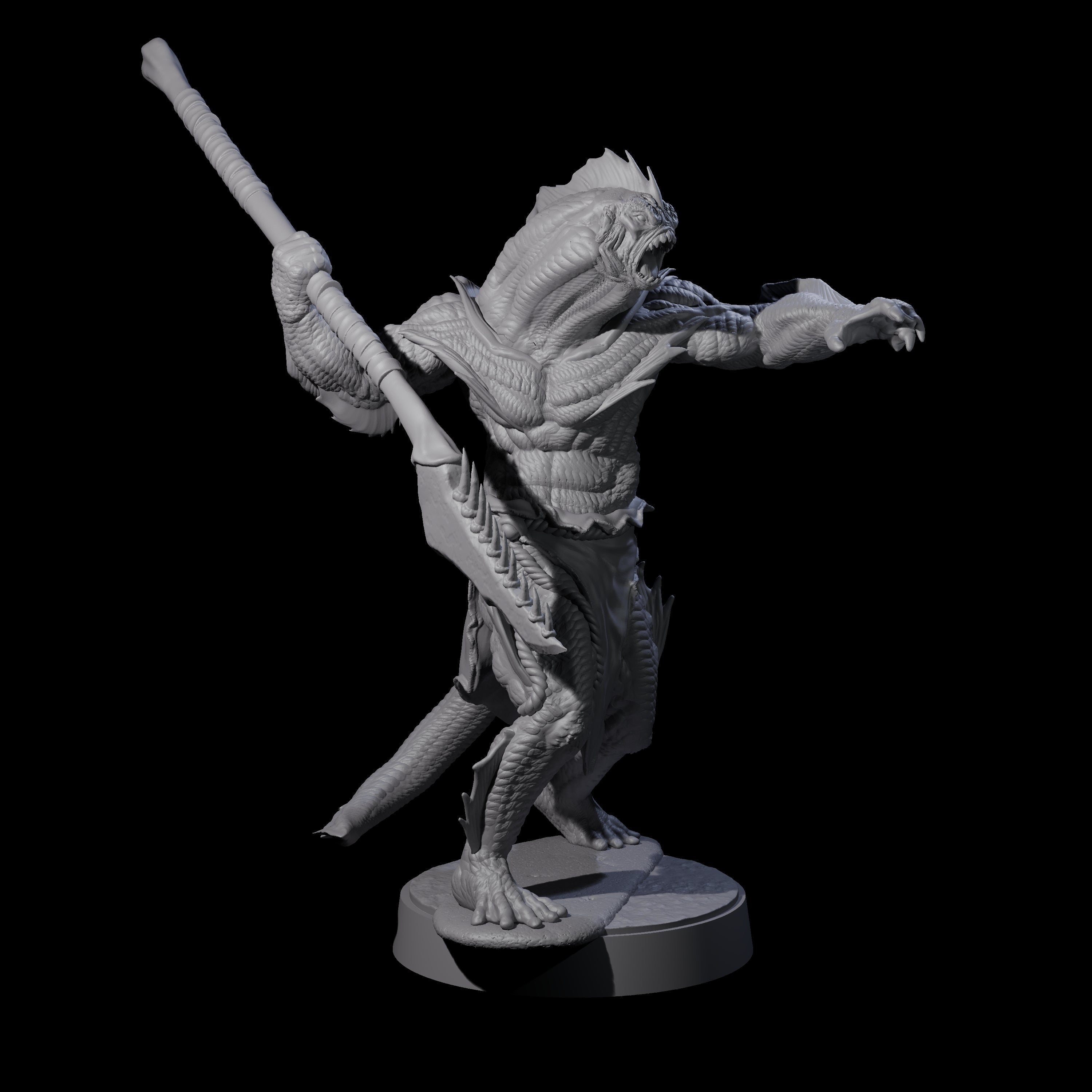 Spikey Sahuagin Attacker H Miniature for Dungeons and Dragons, Pathfinder or other TTRPGs