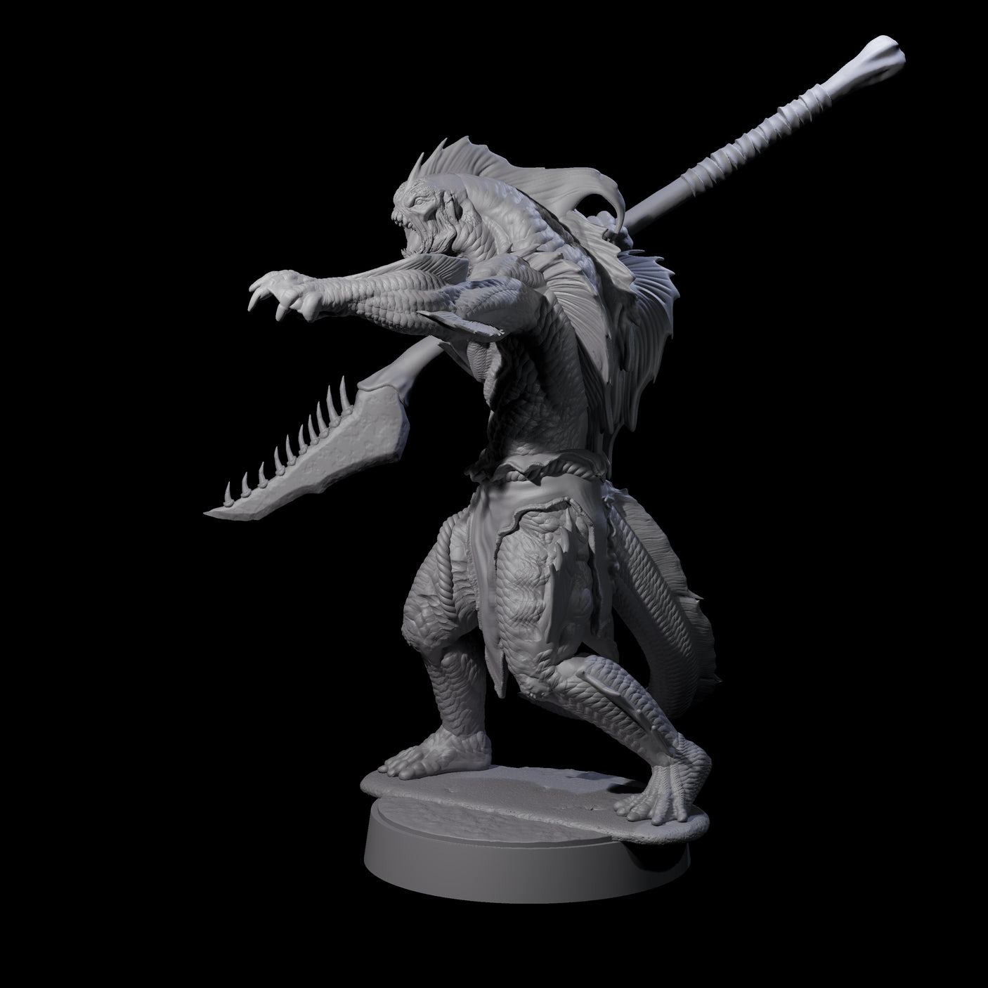 Spikey Sahuagin Attacker H Miniature for Dungeons and Dragons, Pathfinder or other TTRPGs