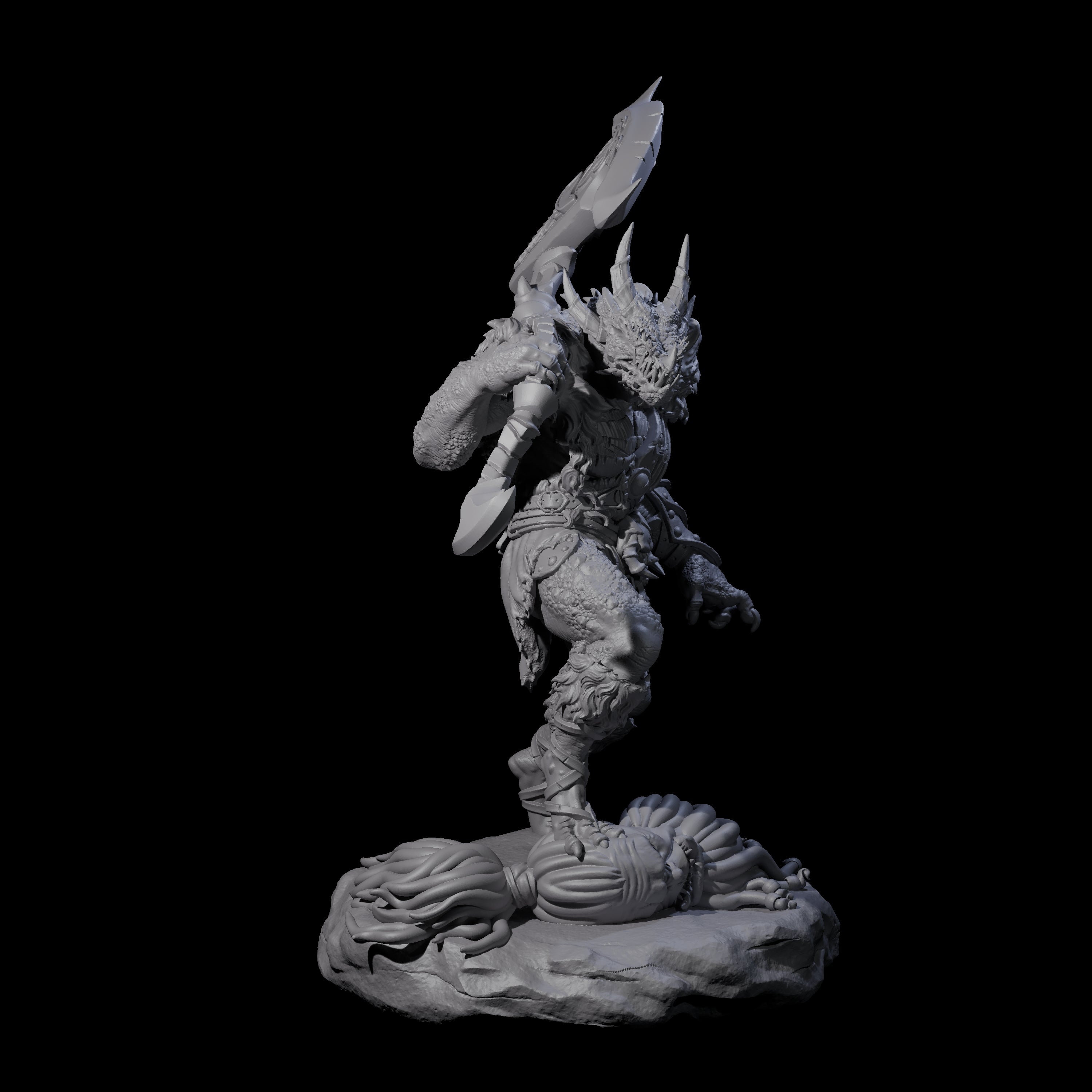 Spiky Dragonborn Barbarian Miniature for Dungeons and Dragons, Pathfinder or other TTRPGs