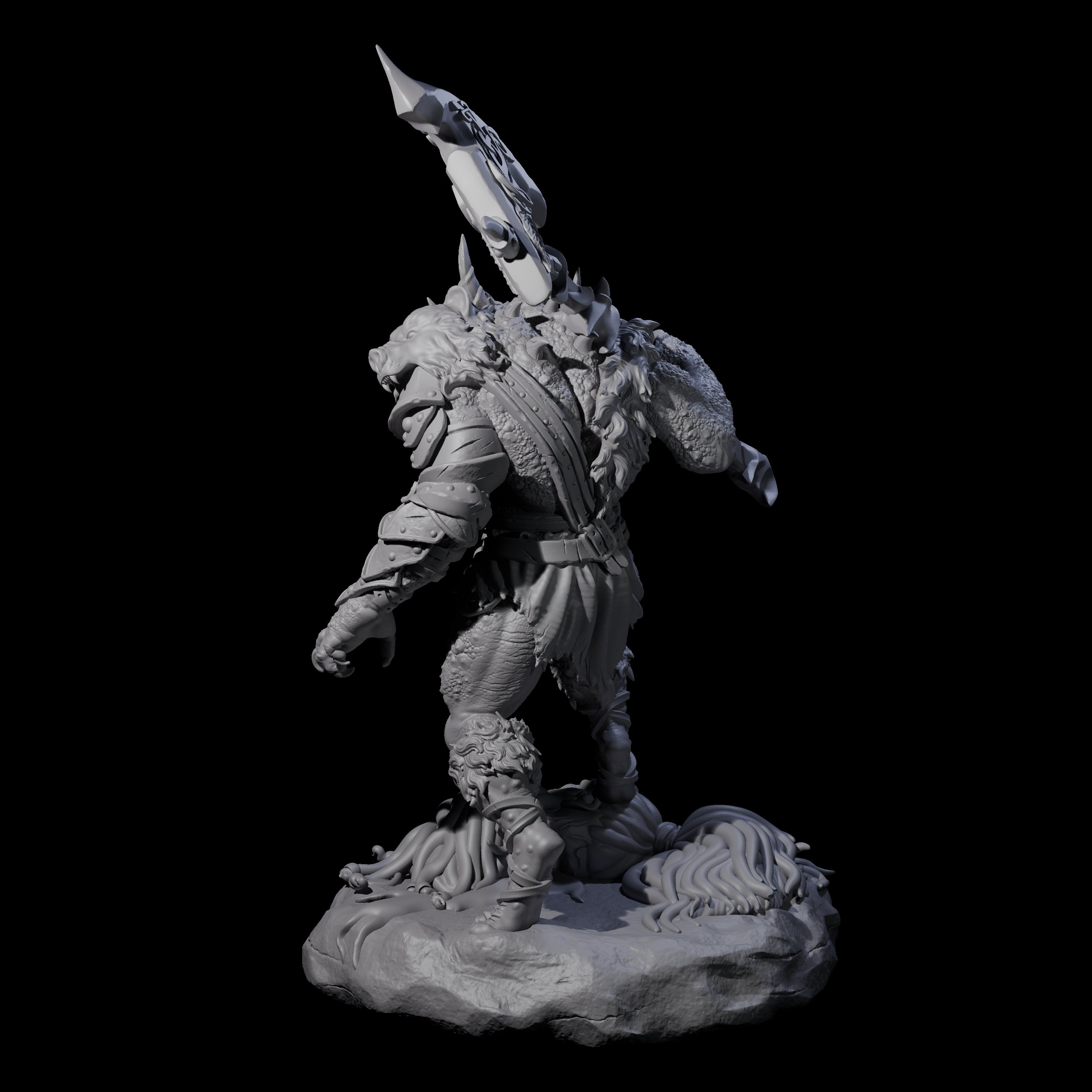 Spiky Dragonborn Barbarian Miniature for Dungeons and Dragons, Pathfinder or other TTRPGs