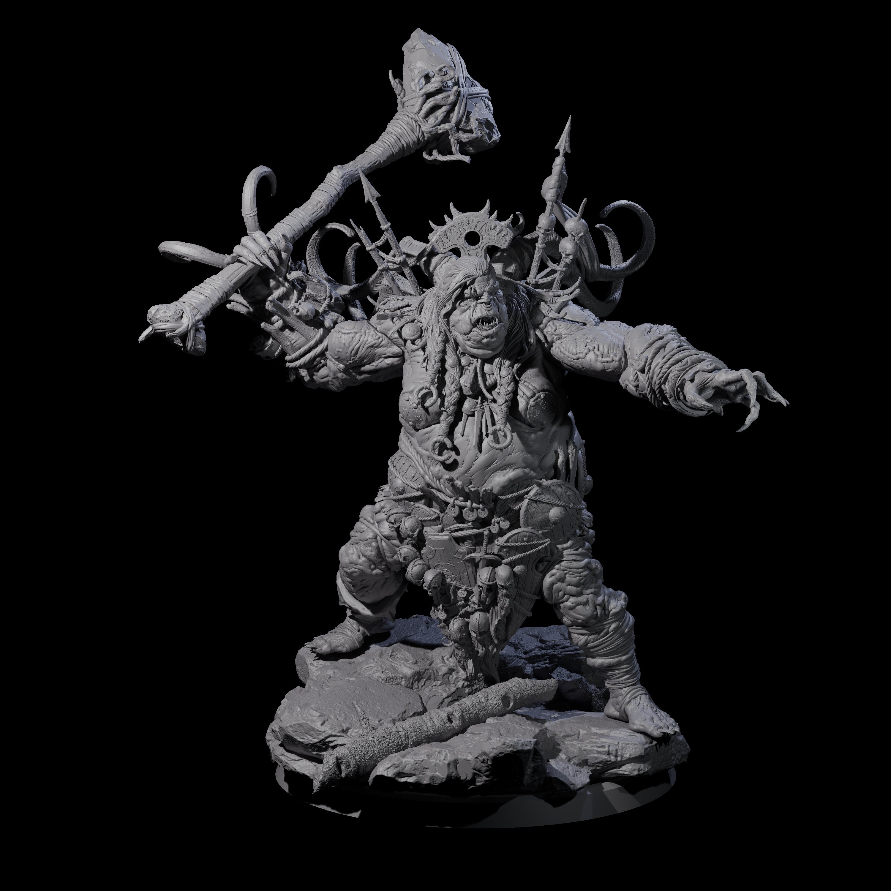 Spiky Hill Giant Matron A Miniature for Dungeons and Dragons, Pathfinder or other TTRPGs