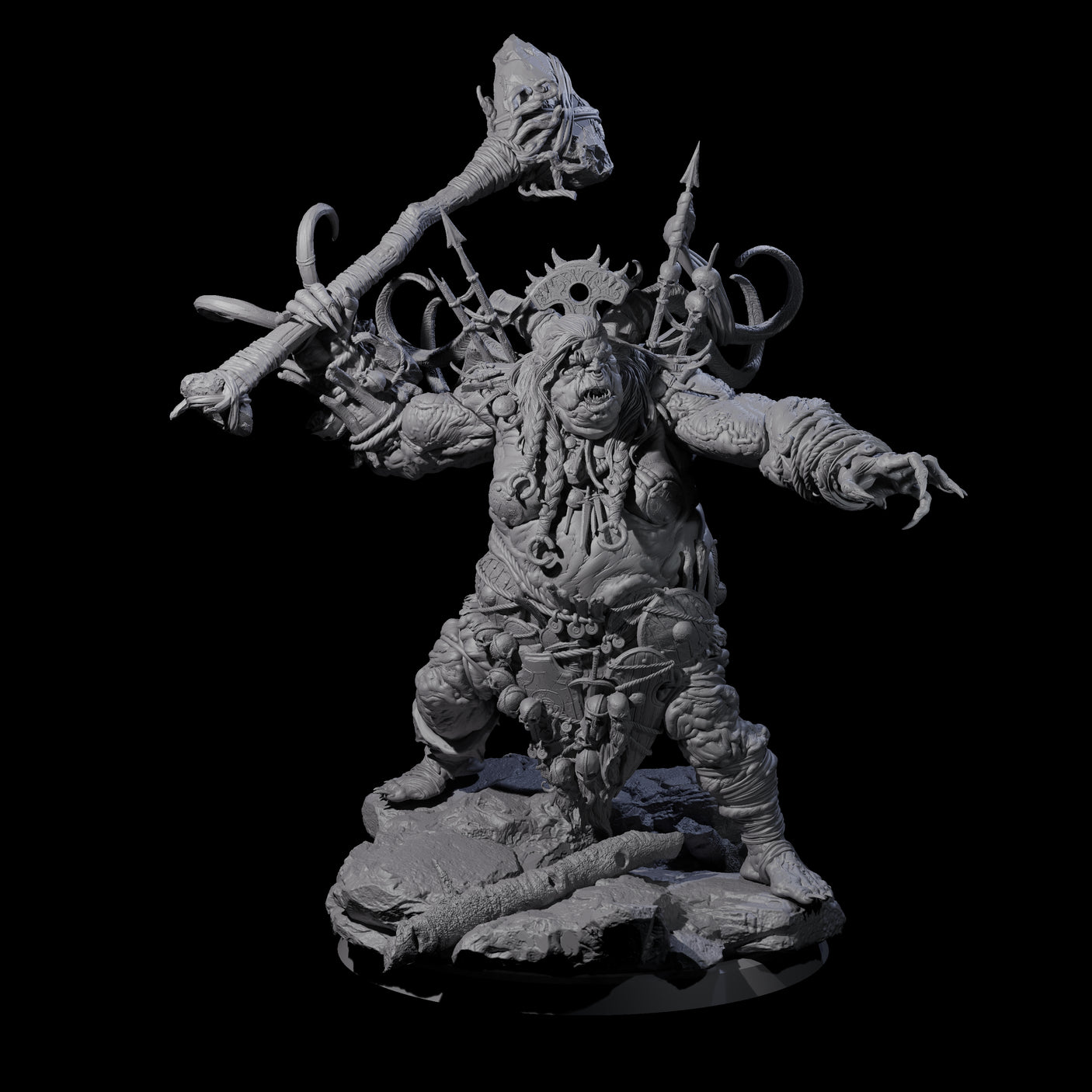 Spiky Hill Giant Matron A Miniature for Dungeons and Dragons, Pathfinder or other TTRPGs