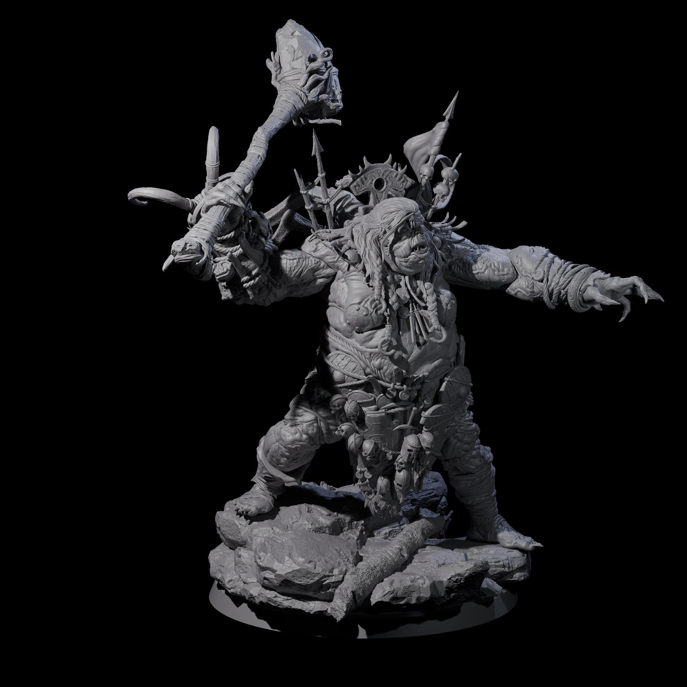 Spiky Hill Giant Matron A Miniature for Dungeons and Dragons, Pathfinder or other TTRPGs