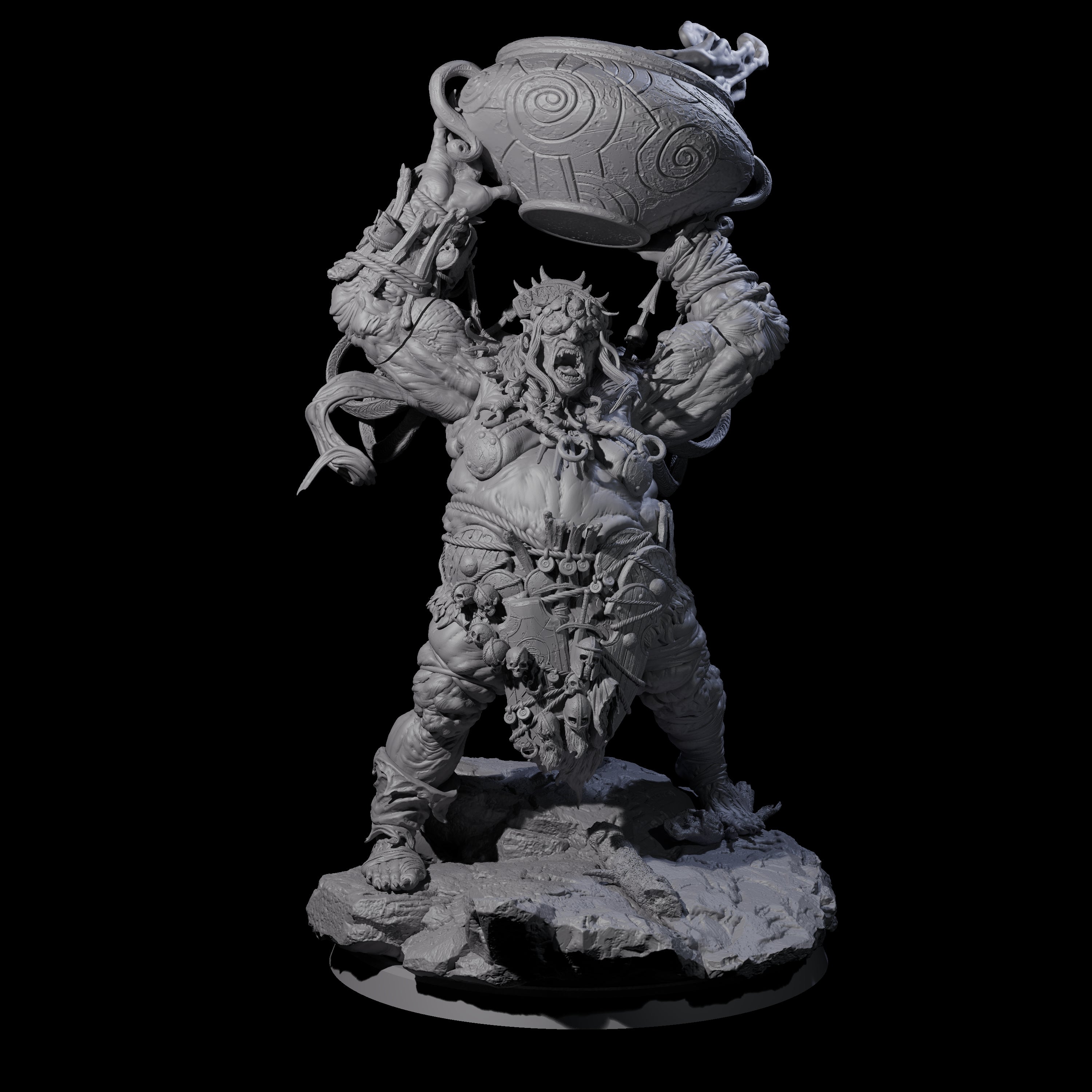 Spiky Hill Giant Matron B Miniature for Dungeons and Dragons, Pathfinder or other TTRPGs