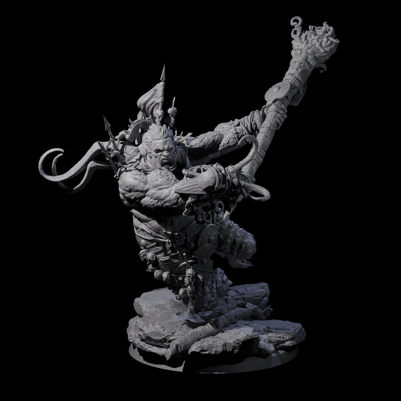 Spiky Hill Giant Matron C Miniature for Dungeons and Dragons, Pathfinder or other TTRPGs