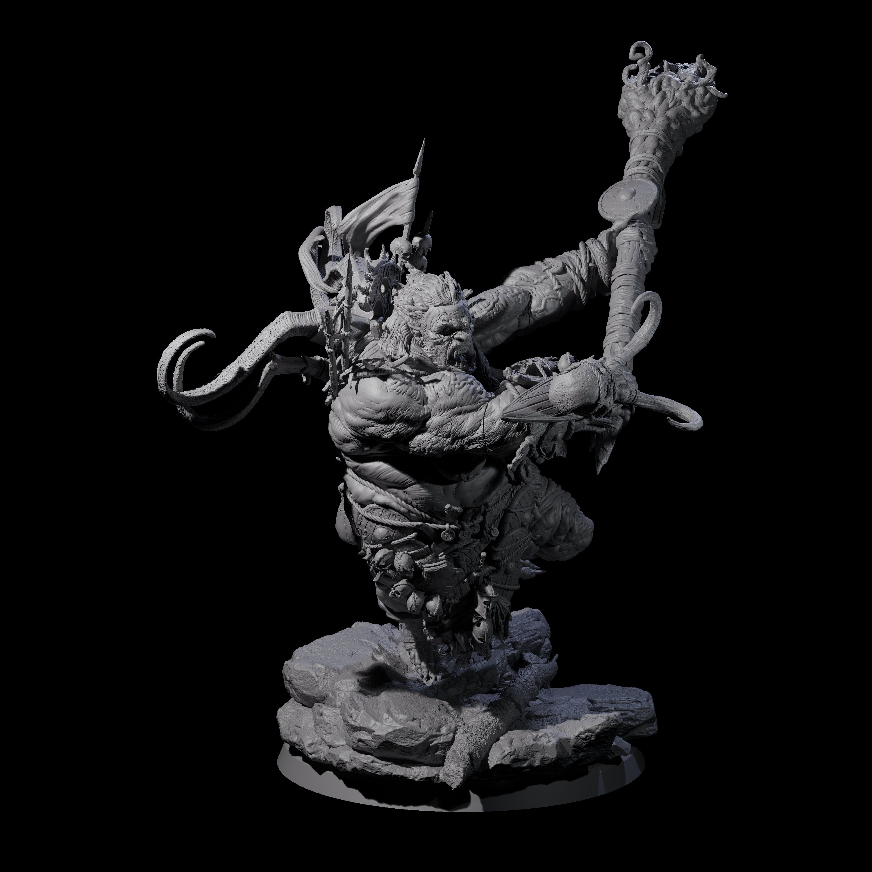 Spiky Hill Giant Matron C Miniature for Dungeons and Dragons, Pathfinder or other TTRPGs