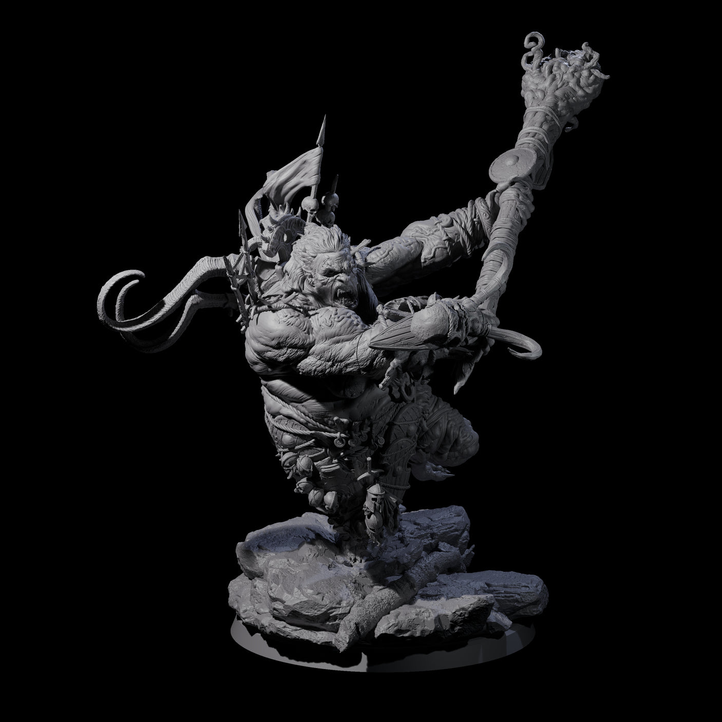 Spiky Hill Giant Matron C Miniature for Dungeons and Dragons, Pathfinder or other TTRPGs