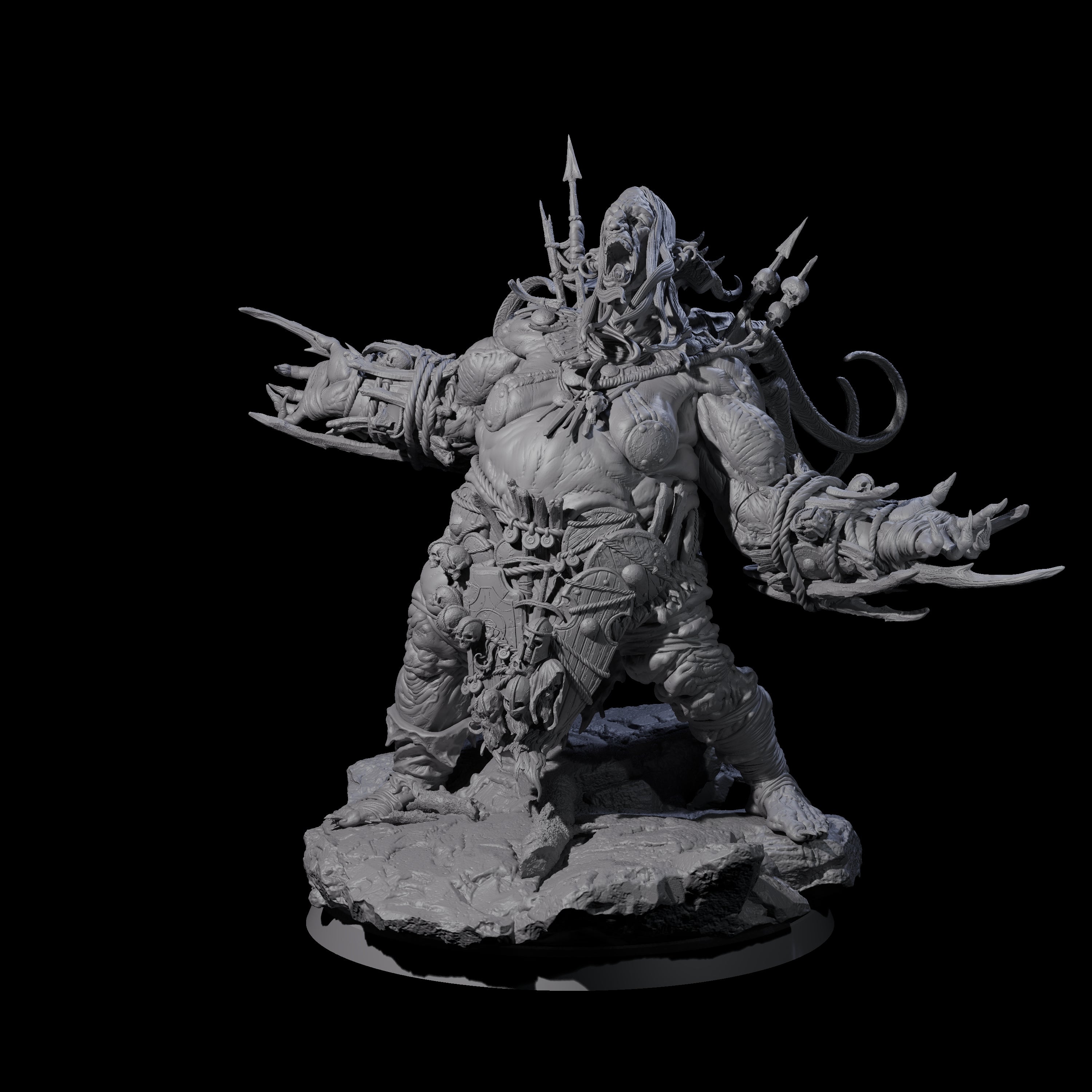 Spiky Hill Giant Matron D Miniature for Dungeons and Dragons, Pathfinder or other TTRPGs