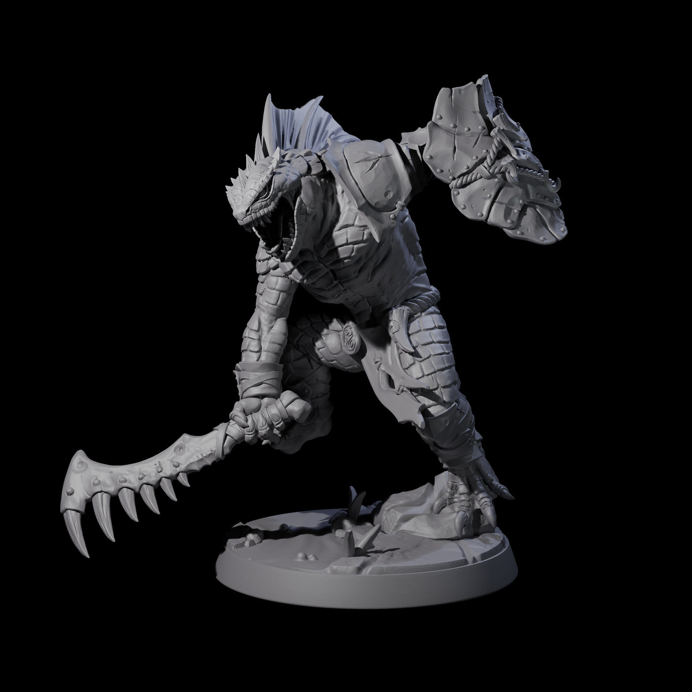 Spiky Lizardfolk D Miniature for Dungeons and Dragons, Pathfinder or other TTRPGs