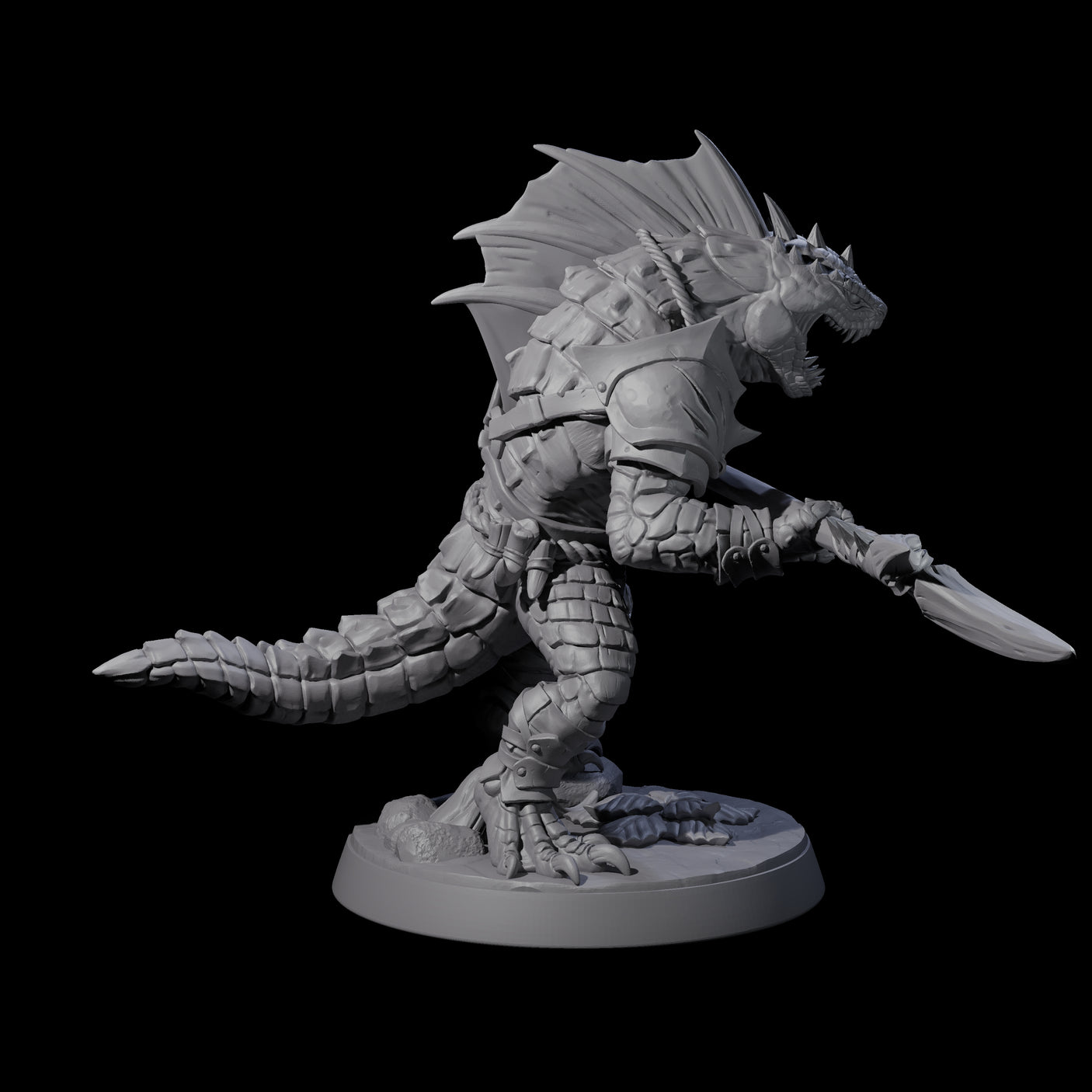 Spiky Lizardfolk F Miniature for Dungeons and Dragons, Pathfinder or other TTRPGs
