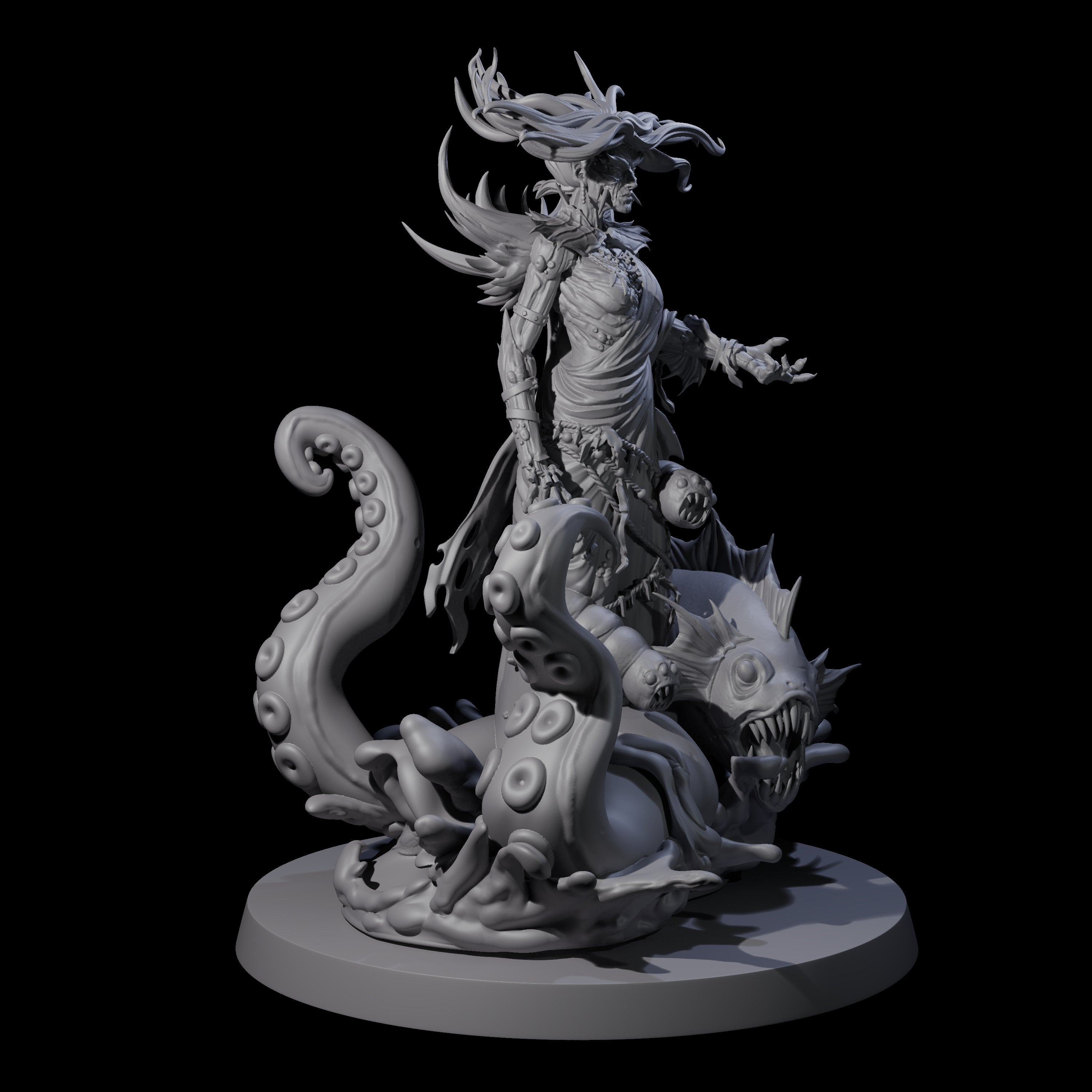 Spiky Misteress of the Sea Miniature for Dungeons and Dragons, Pathfinder or other TTRPGs