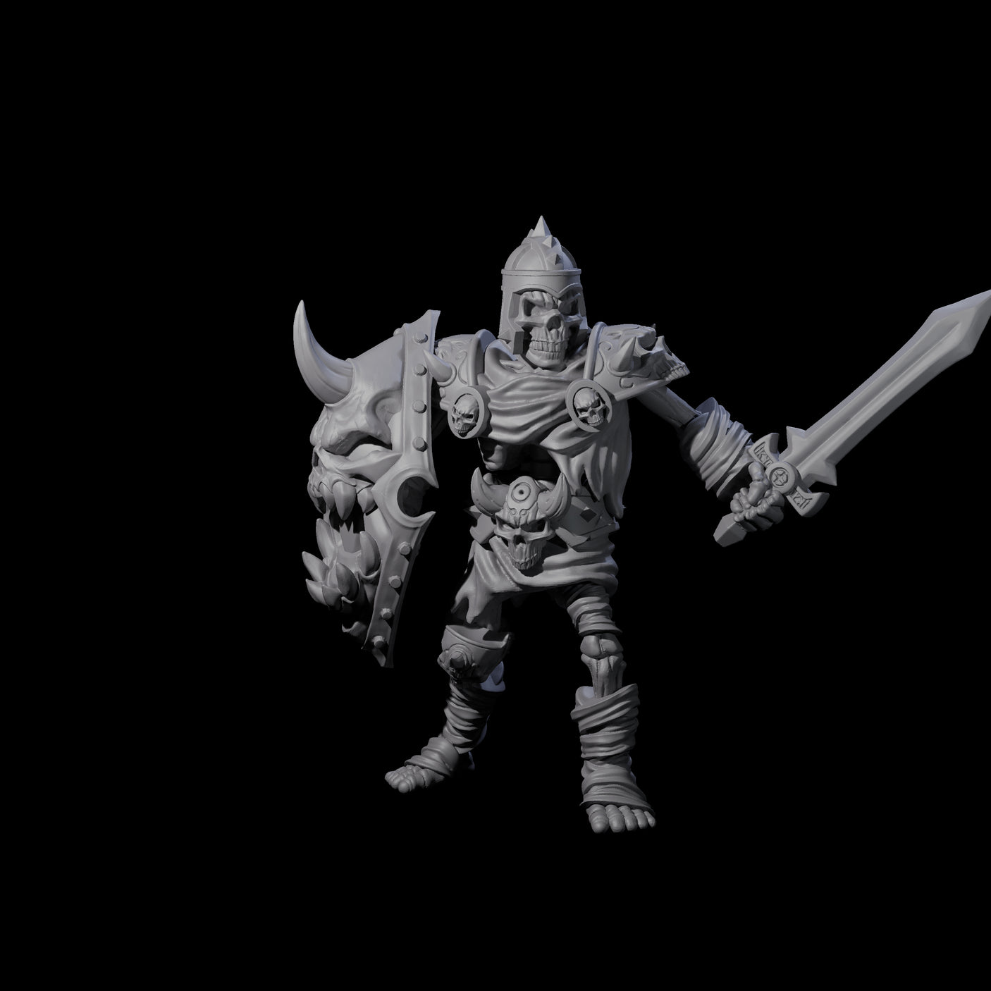 Spiky Skeleton Warrior B Miniature for Dungeons and Dragons, Pathfinder or other TTRPGs