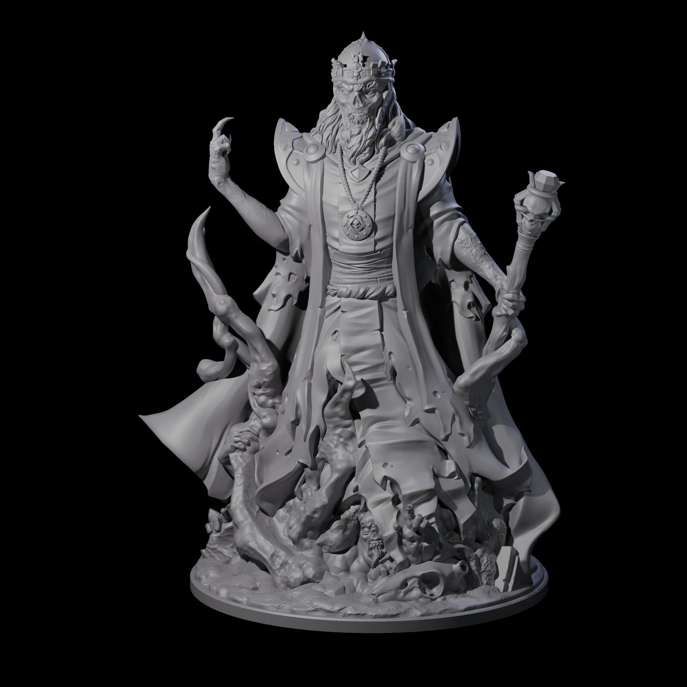 Spooky Lich Necromancer Miniature for Dungeons and Dragons, Pathfinder or other TTRPGs