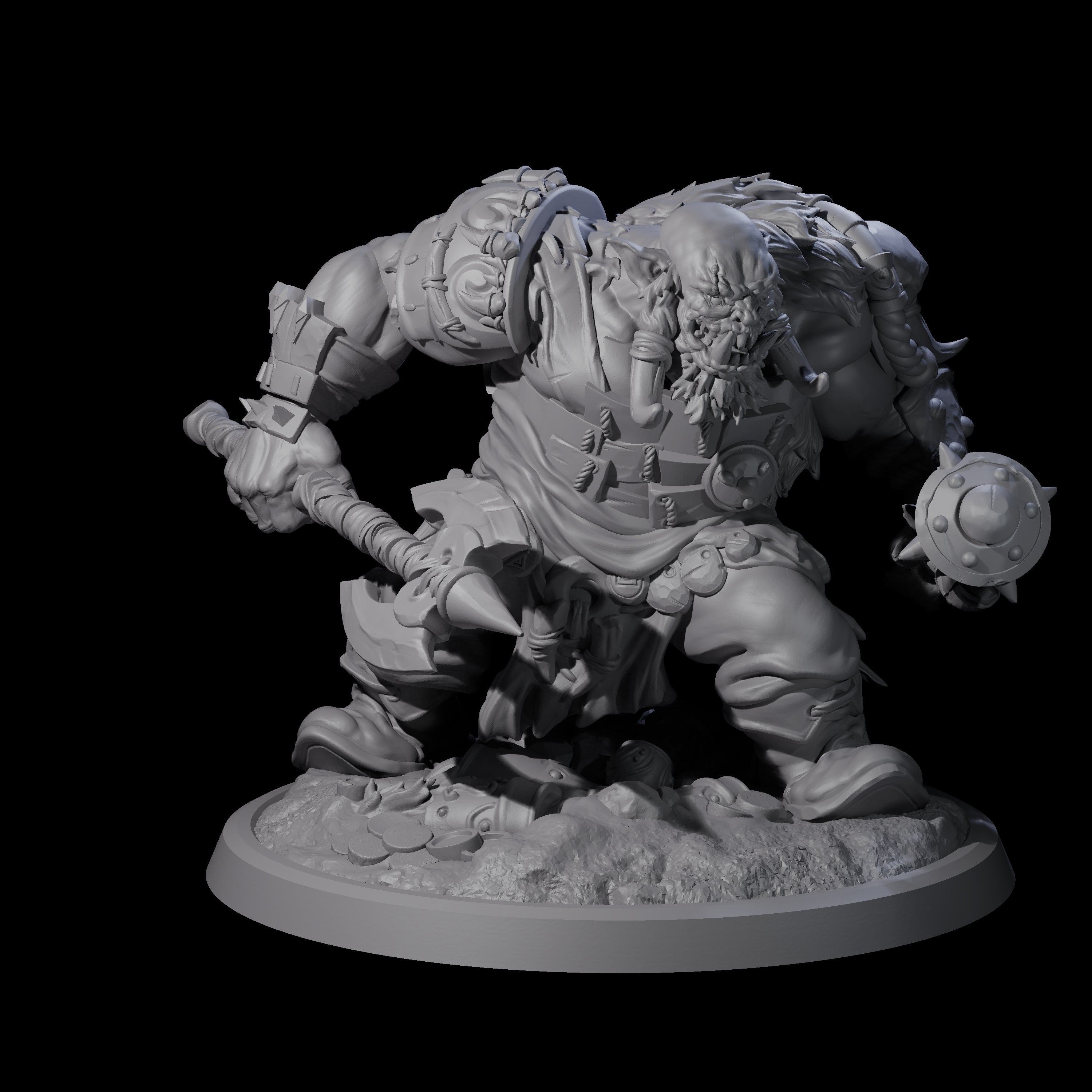 Squat Grinning Ogre C Miniature for Dungeons and Dragons, Pathfinder or other TTRPGs