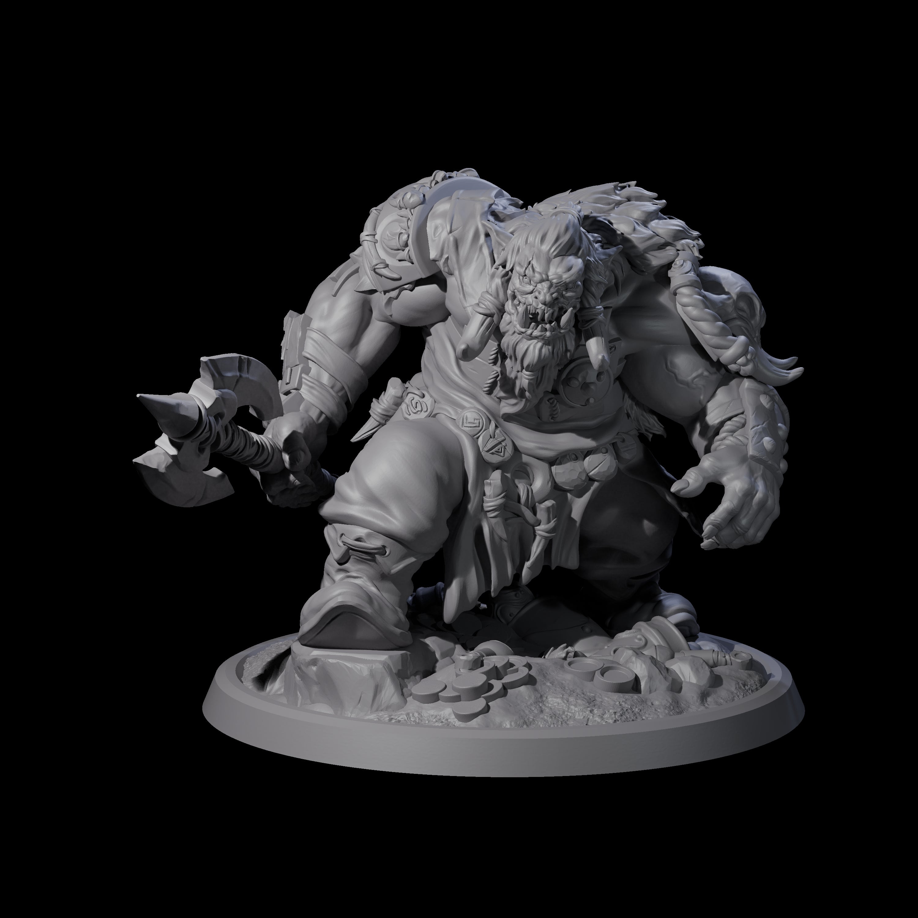 Squat Grinning Ogre D Miniature for Dungeons and Dragons, Pathfinder or other TTRPGs