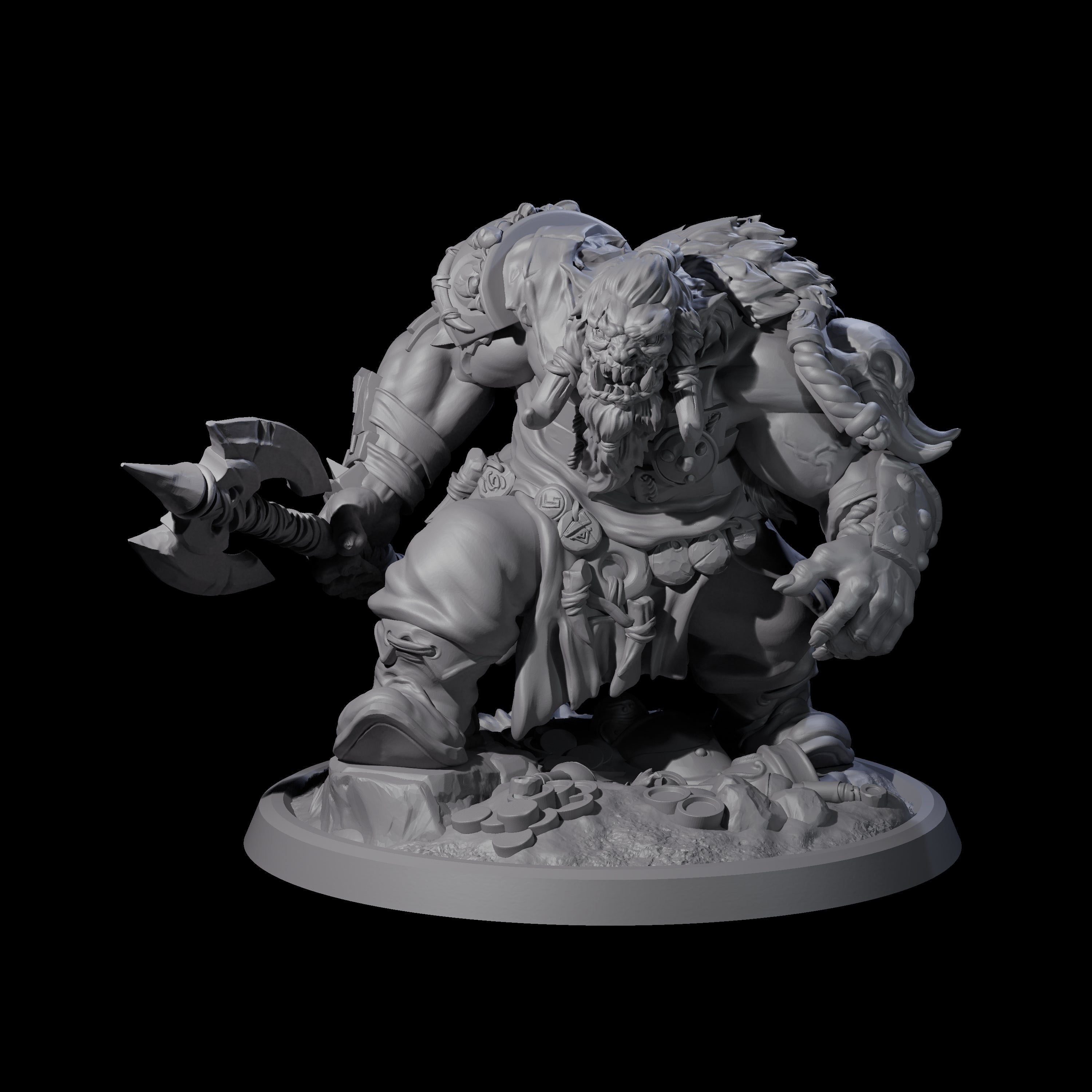 Squat Grinning Ogre D Miniature for Dungeons and Dragons, Pathfinder or other TTRPGs