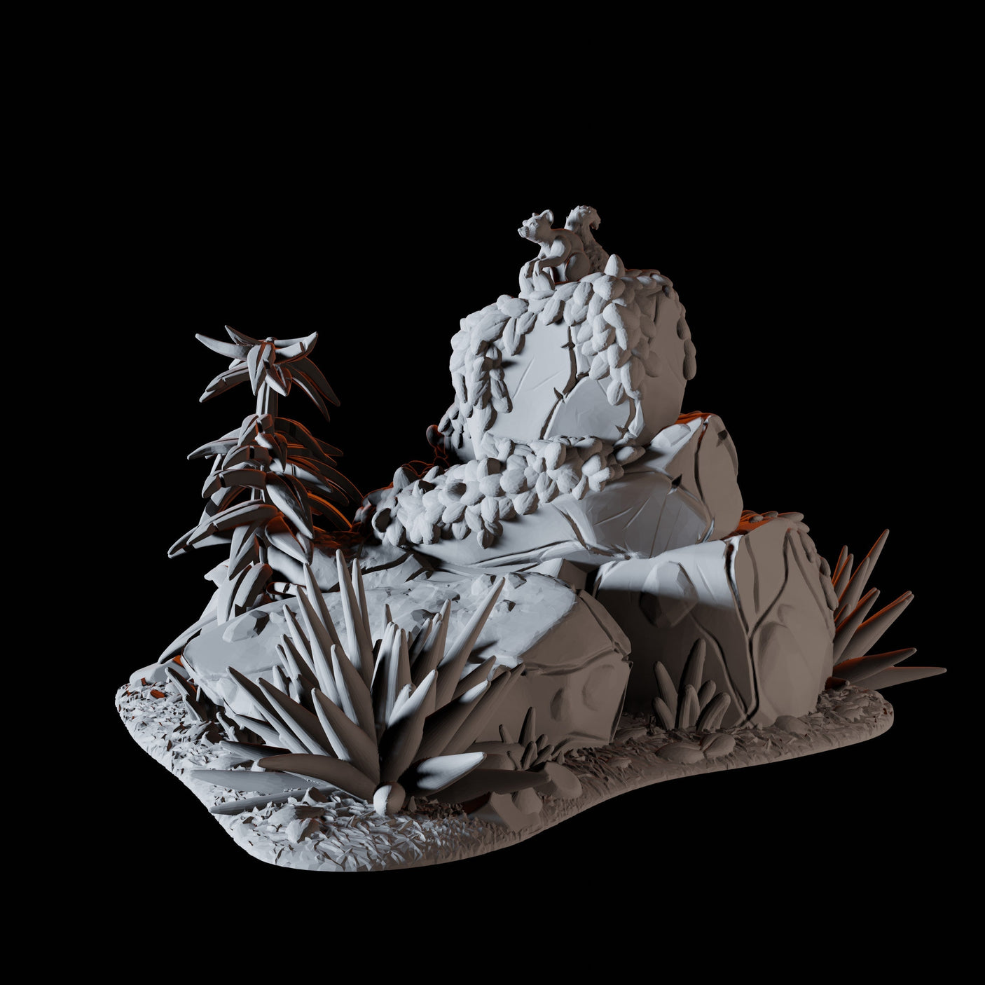 Squirrel on a rock Miniature for Dungeons and Dragons, Pathfinder or other TTRPGs