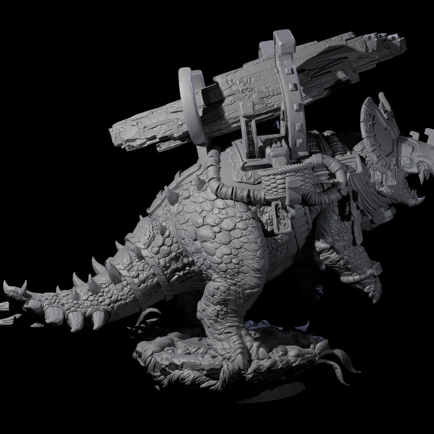 Stacked Saurian Siege Beast A Miniature for Dungeons and Dragons, Pathfinder or other TTRPGs