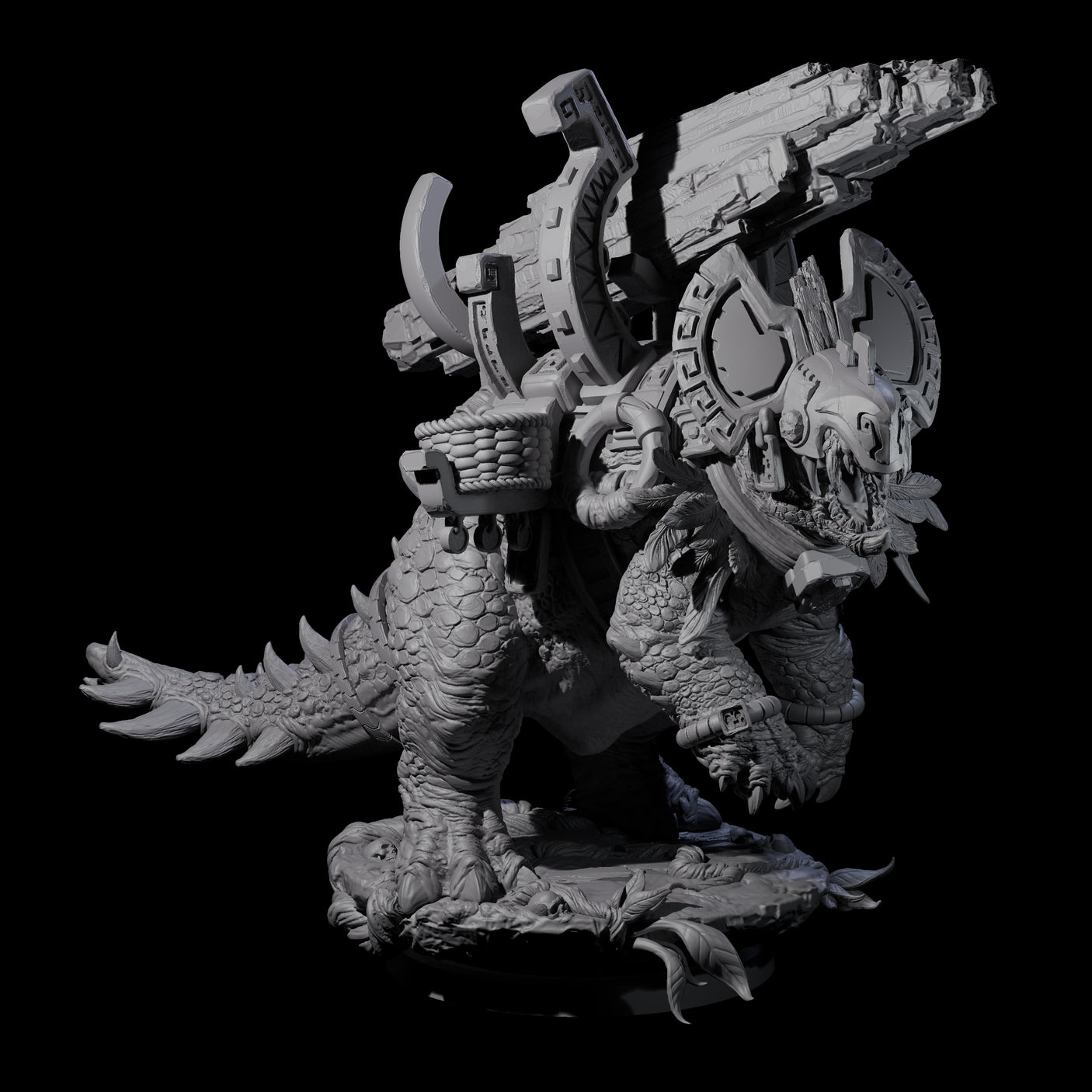 Stacked Saurian Siege Beast A Miniature for Dungeons and Dragons, Pathfinder or other TTRPGs