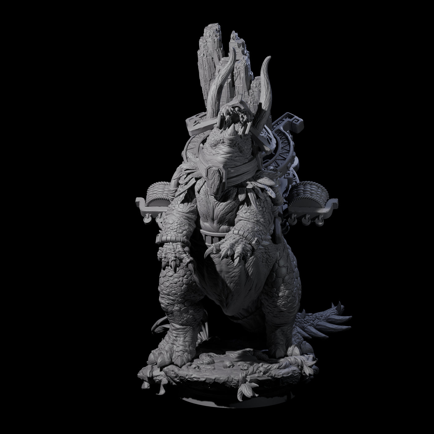 Stacked Saurian Siege Beast B Miniature for Dungeons and Dragons, Pathfinder or other TTRPGs