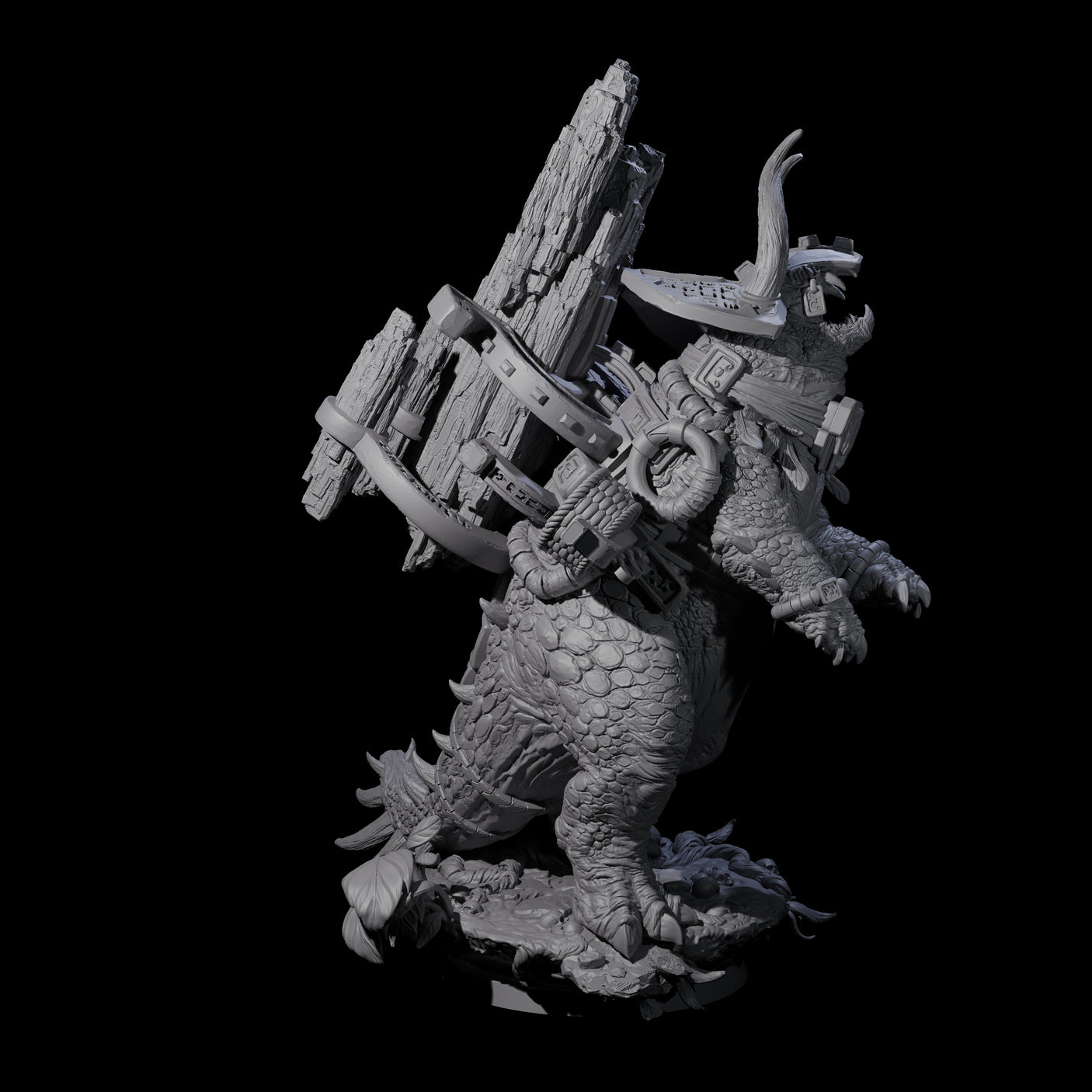 Stacked Saurian Siege Beast B Miniature for Dungeons and Dragons, Pathfinder or other TTRPGs