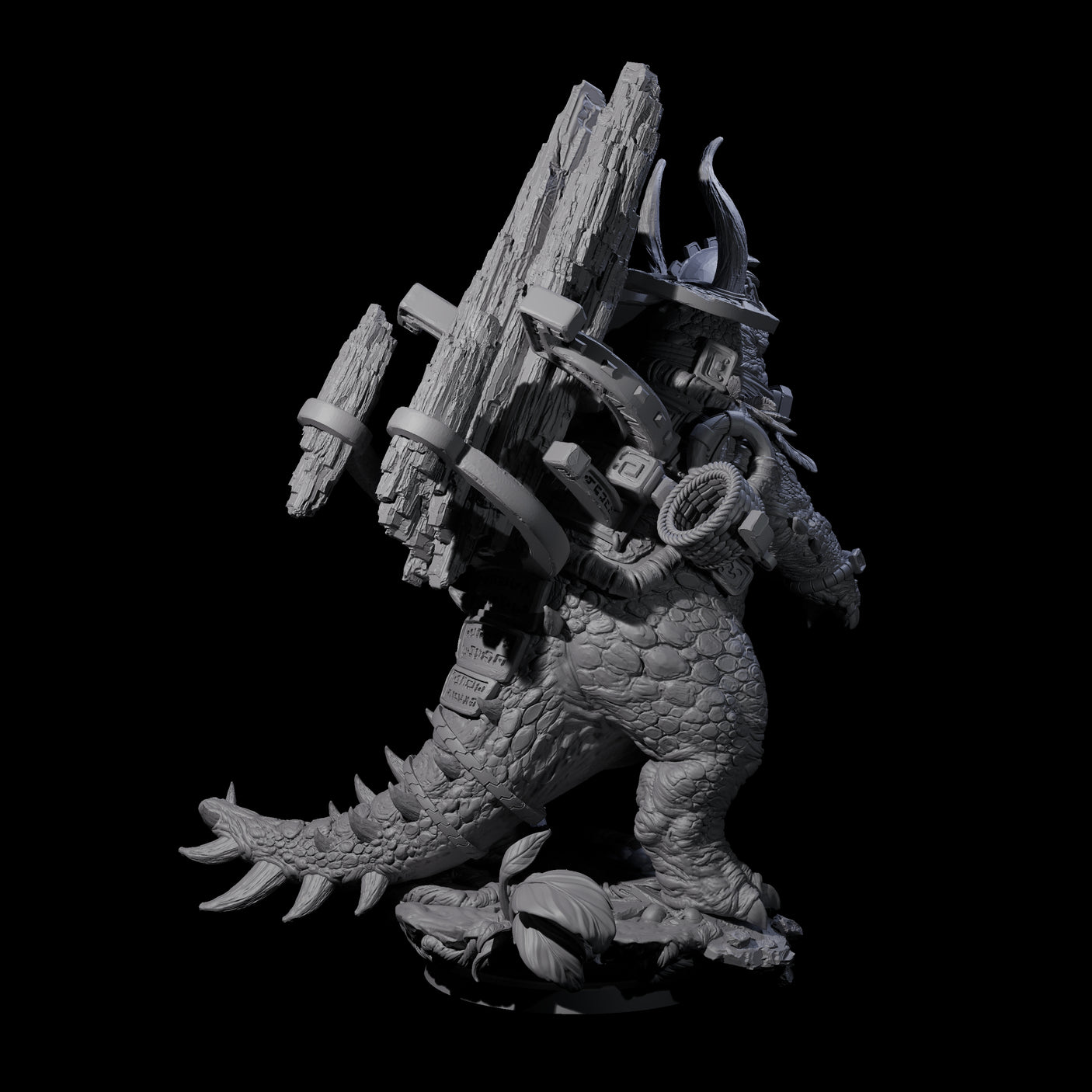 Stacked Saurian Siege Beast B Miniature for Dungeons and Dragons, Pathfinder or other TTRPGs