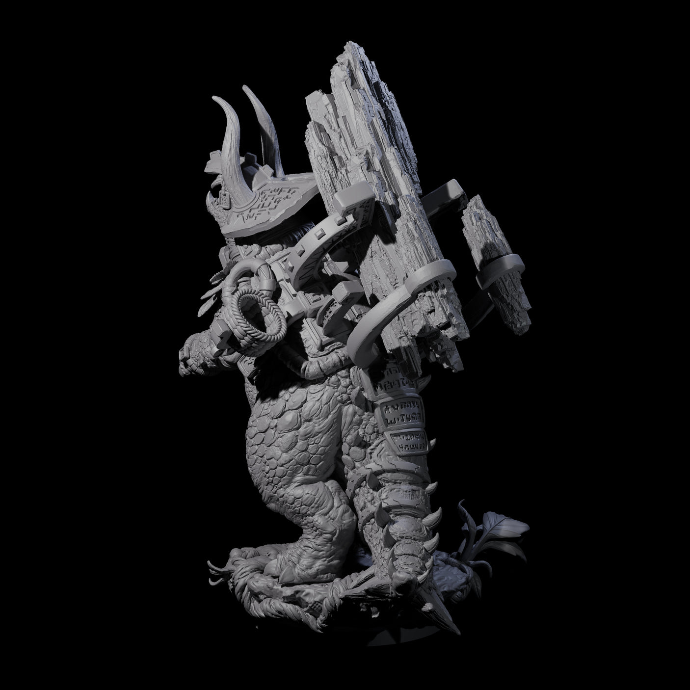 Stacked Saurian Siege Beast B Miniature for Dungeons and Dragons, Pathfinder or other TTRPGs