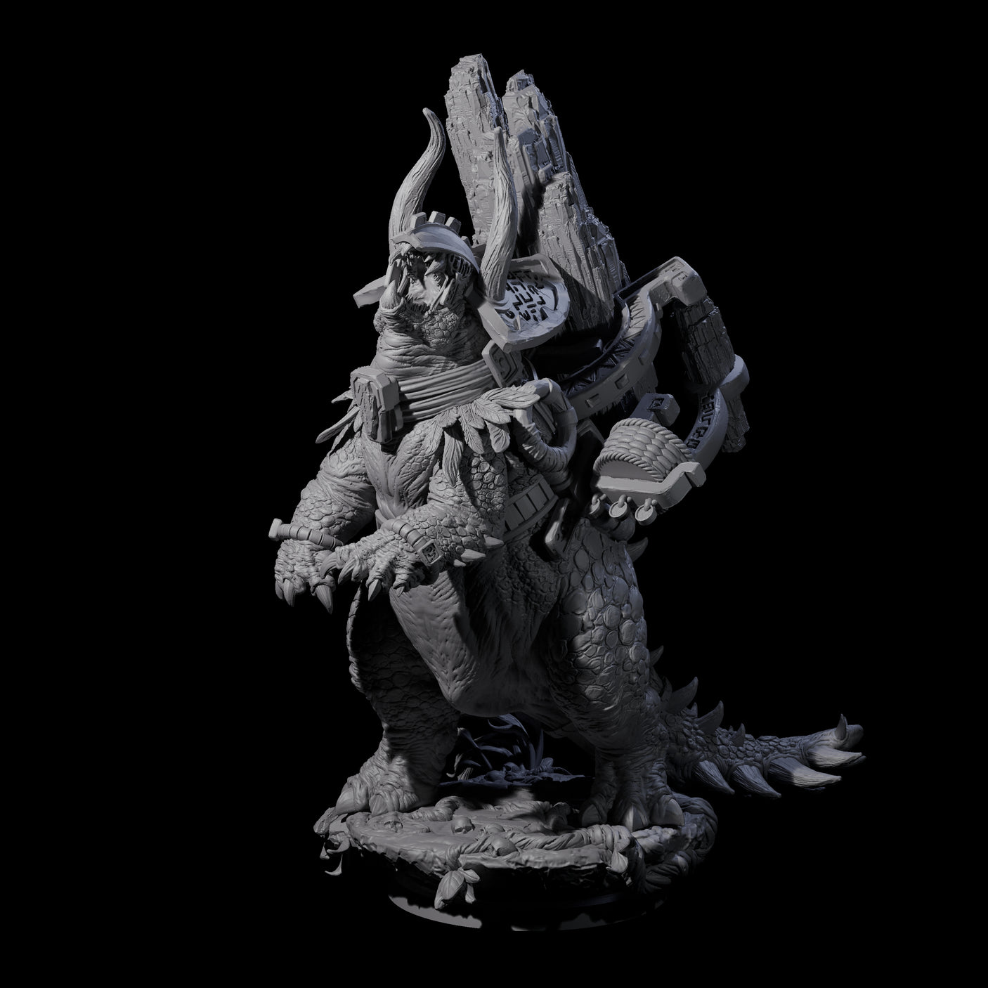 Stacked Saurian Siege Beast B Miniature for Dungeons and Dragons, Pathfinder or other TTRPGs