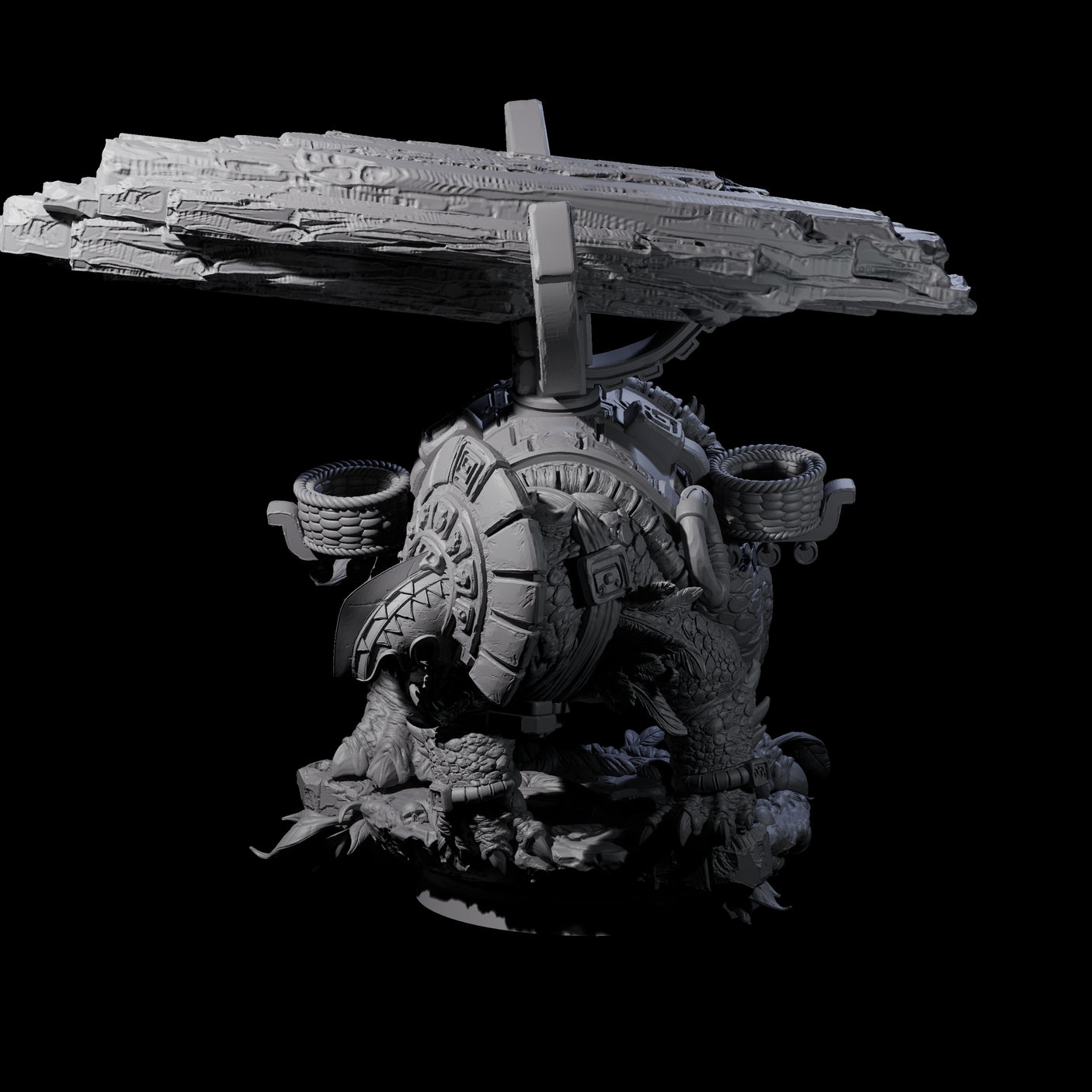 Stacked Saurian Siege Beast C Miniature for Dungeons and Dragons, Pathfinder or other TTRPGs