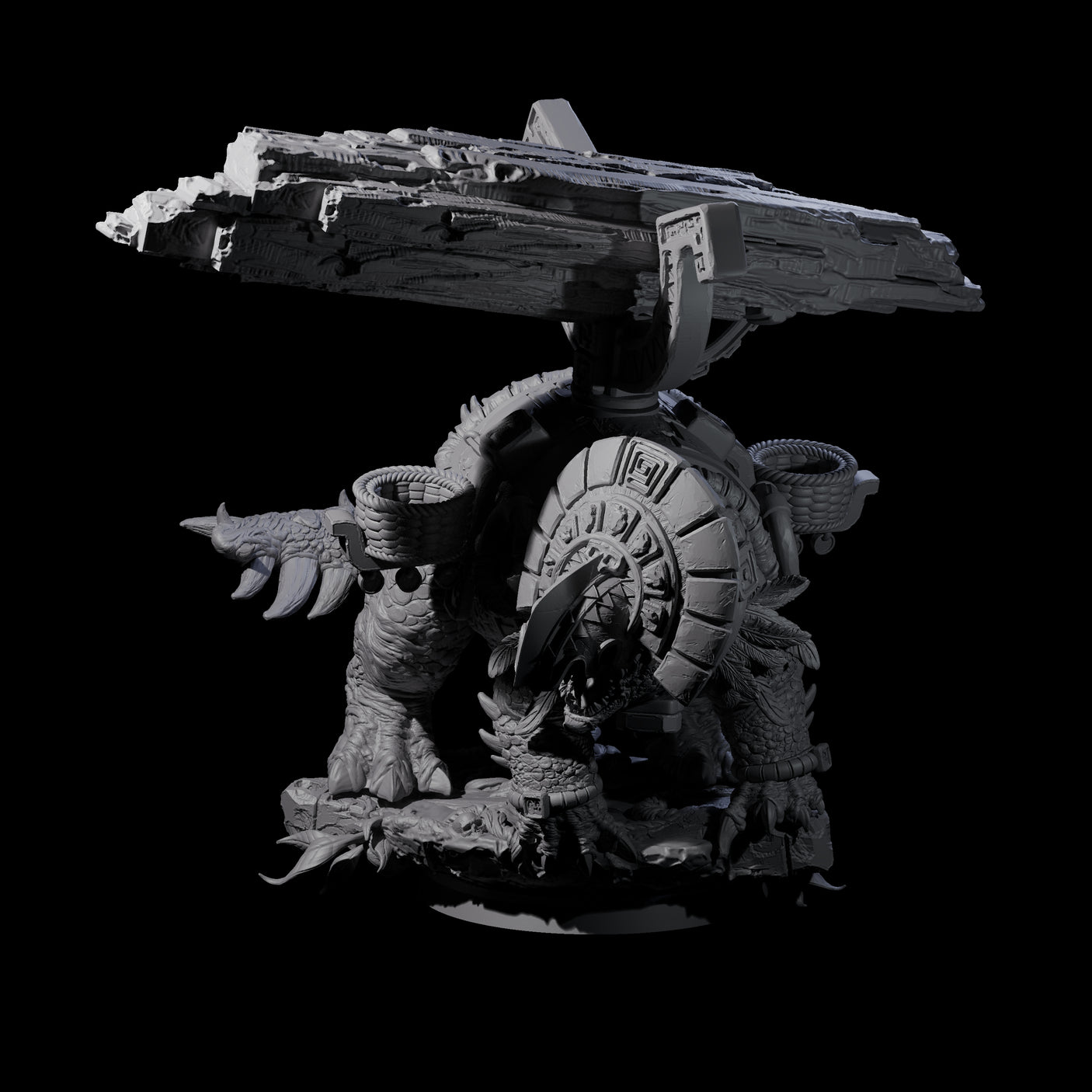 Stacked Saurian Siege Beast C Miniature for Dungeons and Dragons, Pathfinder or other TTRPGs