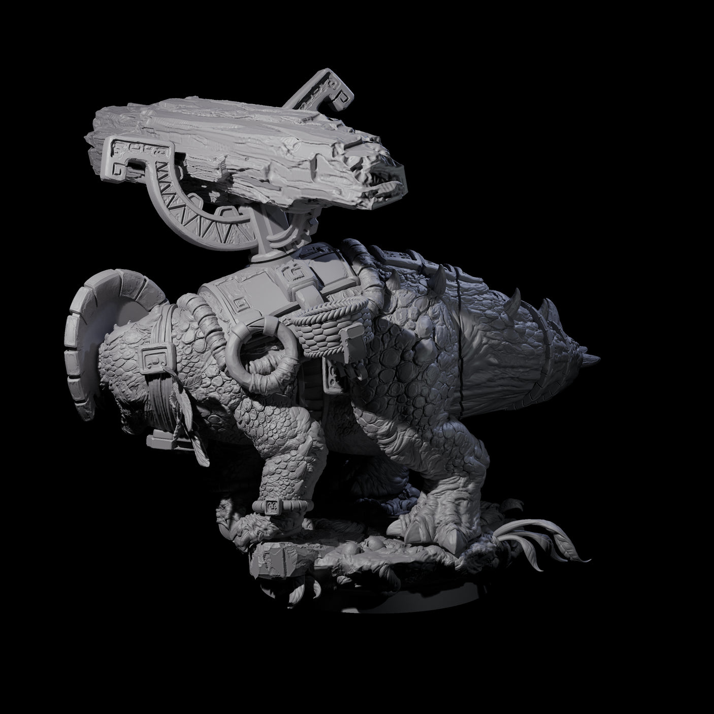 Stacked Saurian Siege Beast C Miniature for Dungeons and Dragons, Pathfinder or other TTRPGs
