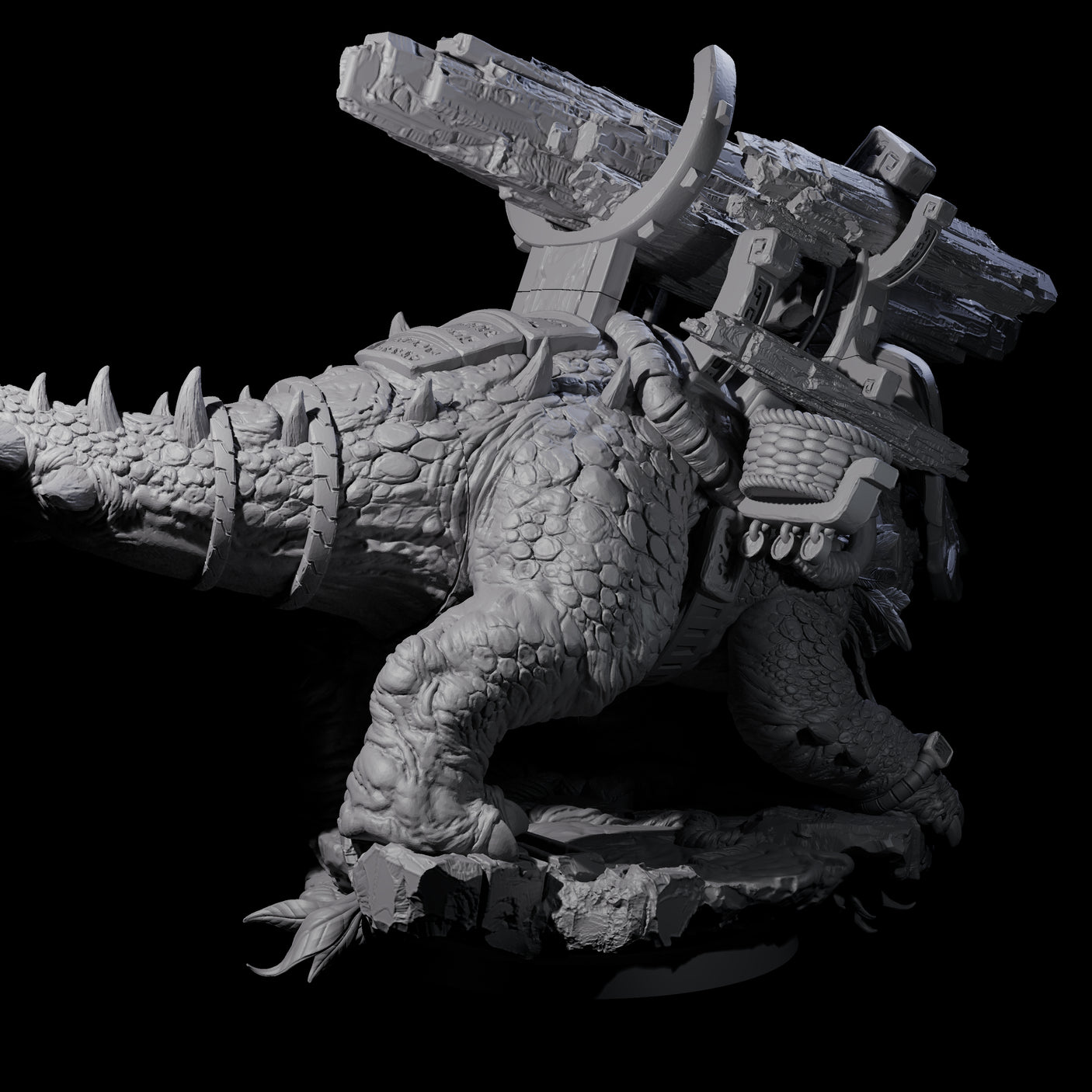 Stacked Saurian Siege Beast D Miniature for Dungeons and Dragons, Pathfinder or other TTRPGs